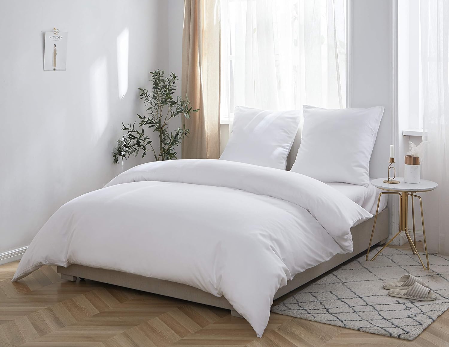 AYSW Duvet Cover Set 200x200cm+2 pillowcases 65x65cm White 2 Person Adult Bedding Set in Microfiber 2
