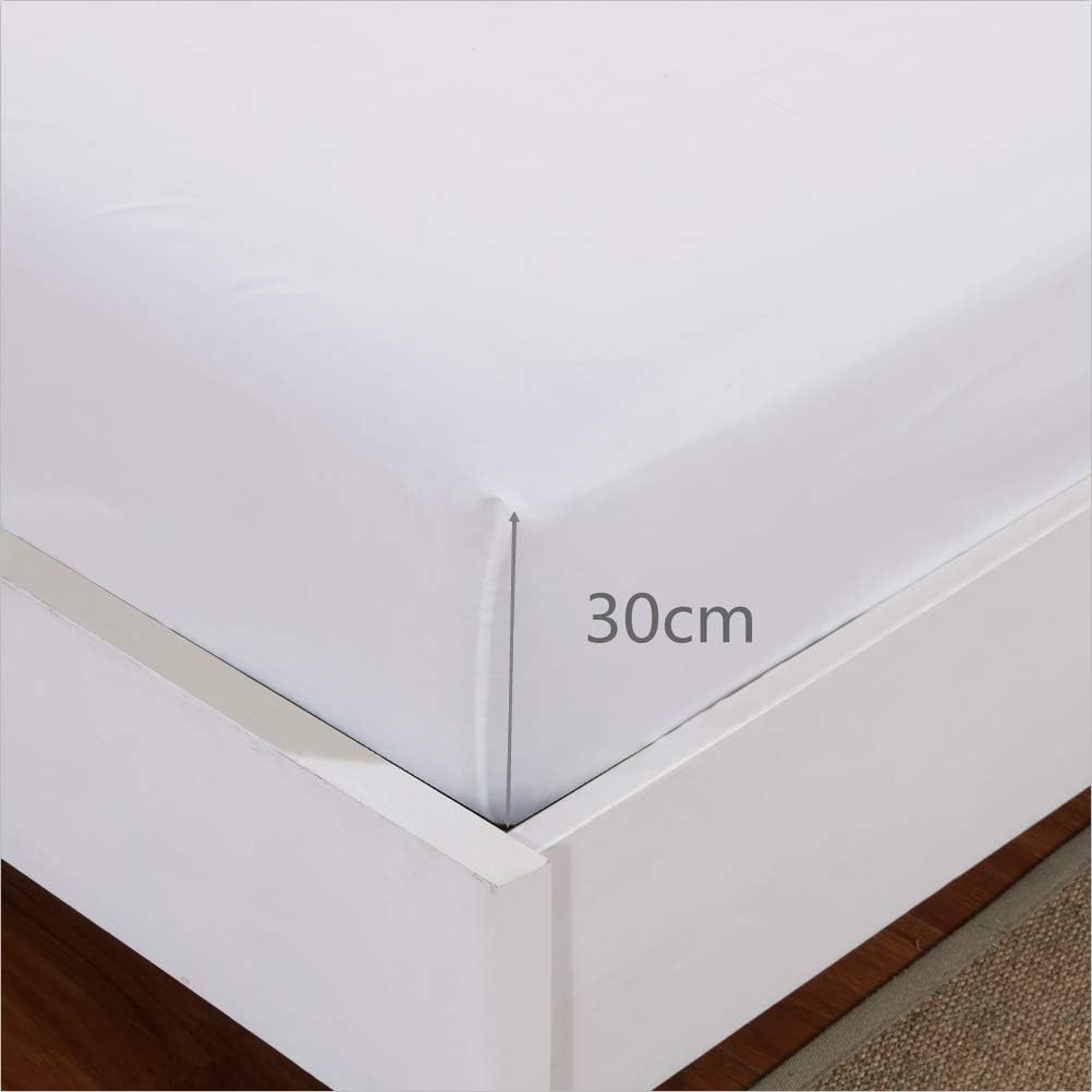 AYSW Fitted Sheet 180x200 cm with 30cm Pocket White in Microfiber 4