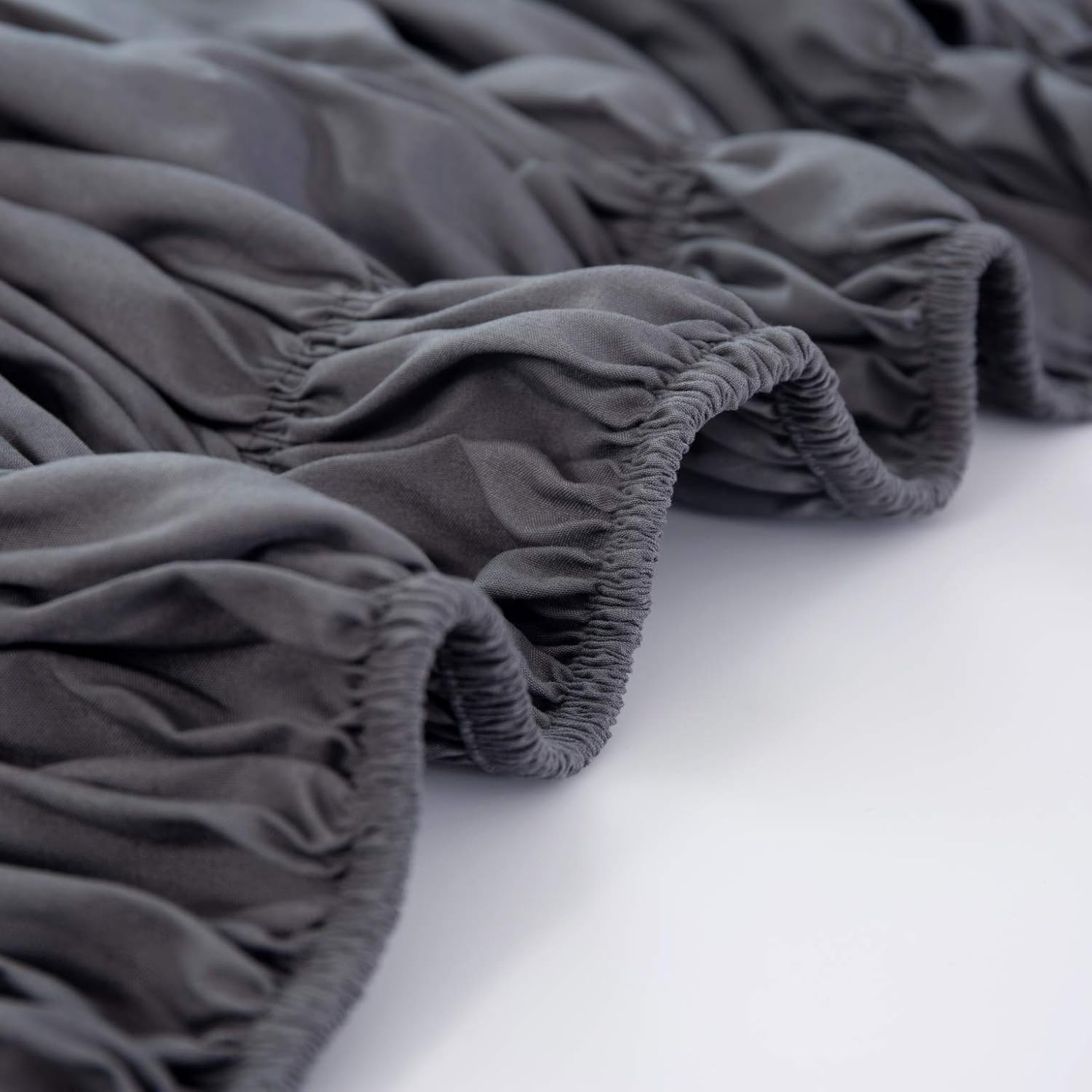 AYSW Wrap Around Bed Skirts 15 Inch Drop with Elastic No Top Cover Dust Ruffles Queen-King Size Gray 5