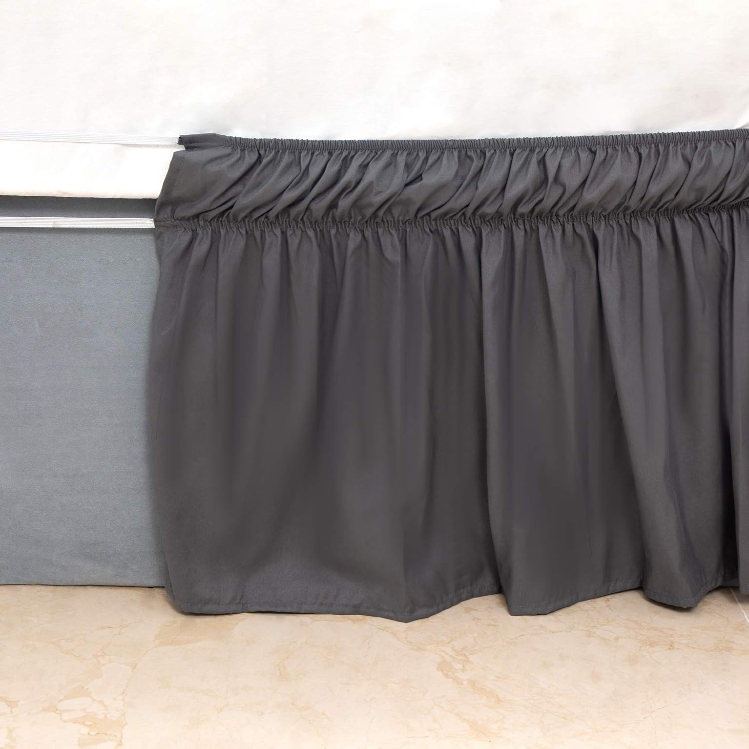 AYSW Wrap Around Bed Skirts 15 Inch Drop with Elastic No Top Cover Dust Ruffles Queen-King Size Gray 6