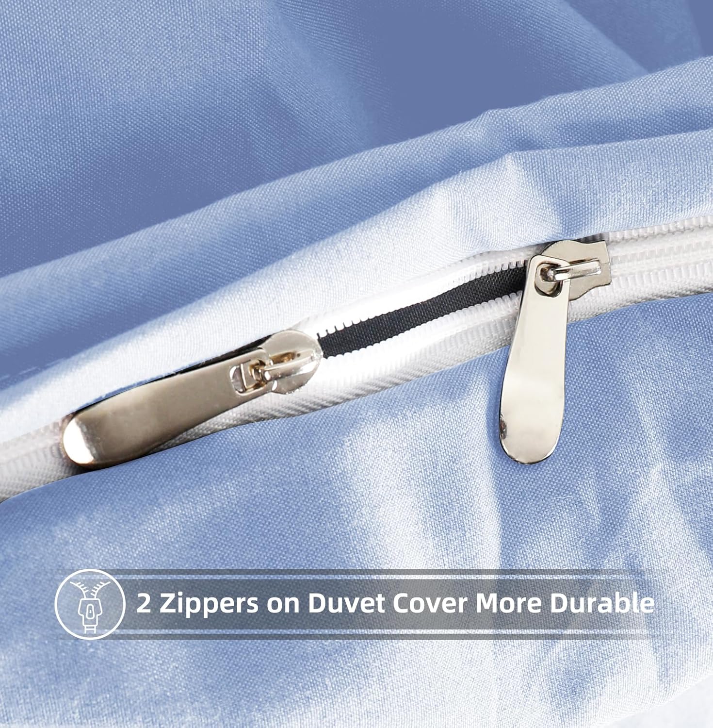 AYSW Warm Bedding Double Duvet Cover Set 3 PCS Plain Brushed Microfiber Bedding 1 Duvet Cover with 2 Zippers and 2 Pillowcases Light Blue 5