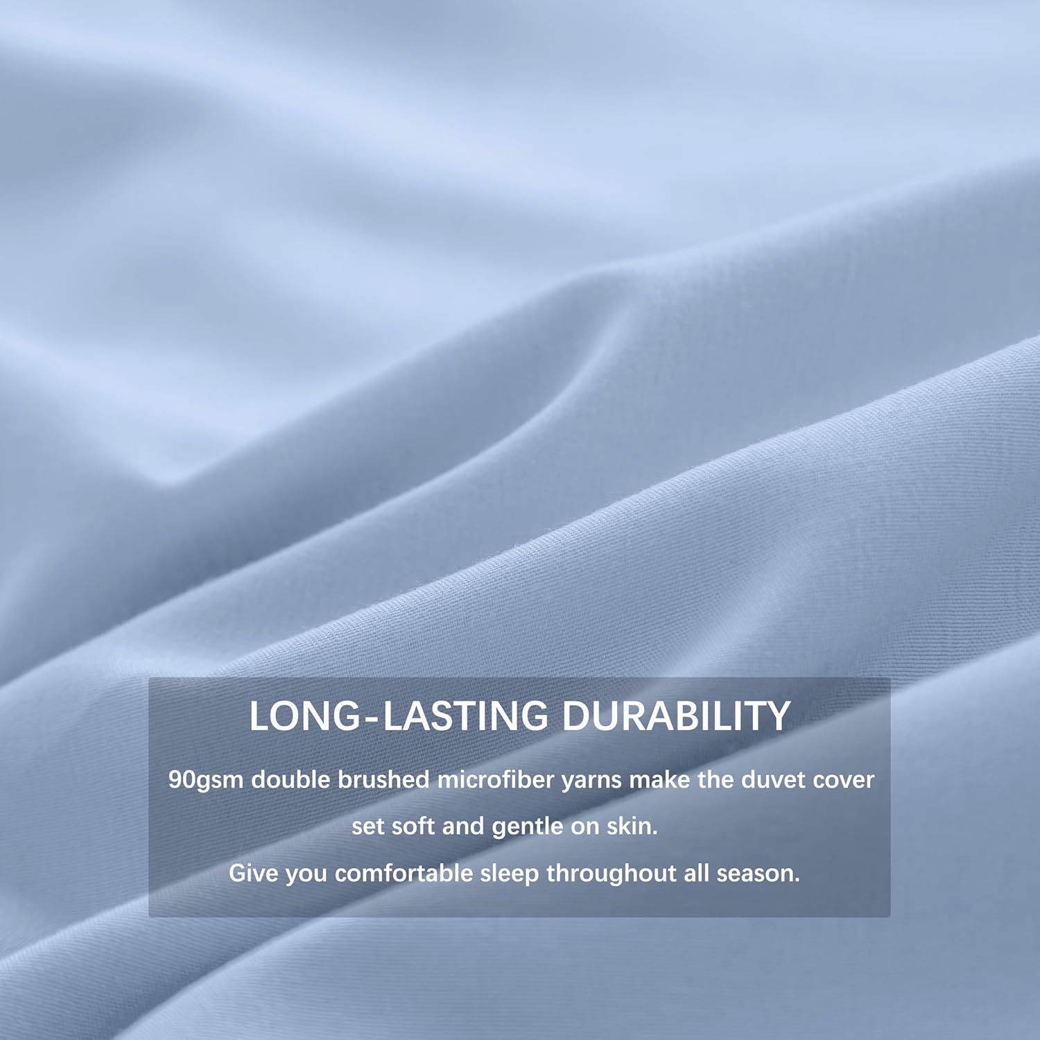 AYSW Warm Bedding Double Duvet Cover Set 3 PCS Plain Brushed Microfiber Bedding 1 Duvet Cover with 2 Zippers and 2 Pillowcases Light Blue 3