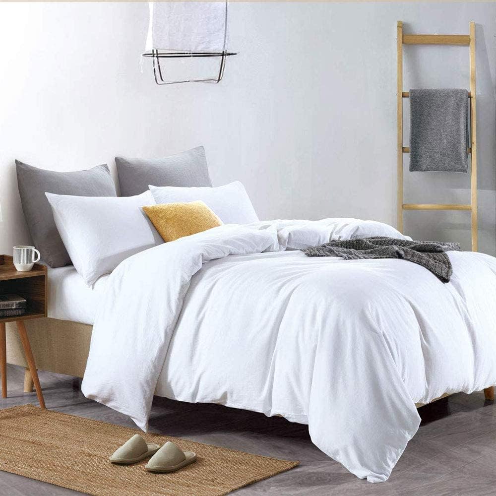 AYSW Duvet Cover Set 220x240cm+2 pillowcases 65x65cm White 2 Person Adult Bedding Set in Microfiber 2
