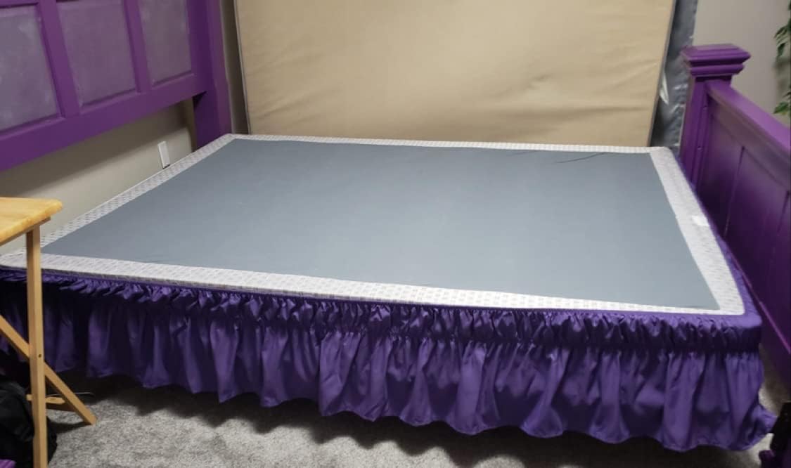 AYSW Wrap Around Bed Skirts 15 Inch Drop with Elastic No Top Cover Dust Ruffles Queen-King Size Purple 5