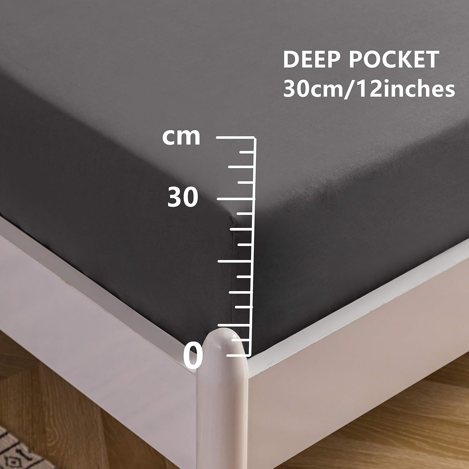 AYSW Fitted Sheet 140x190-200 cm with 30cm Pocket Grey in Microfibre 4