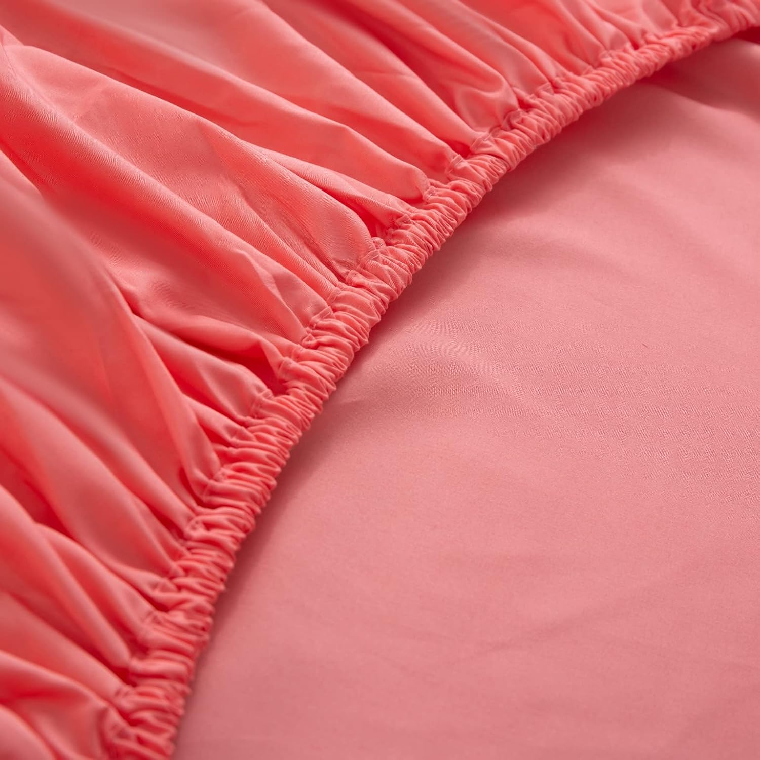 AYSW Deep Pocket King Size Bed Fitted Sheet Only Brushed Microfiber Basic Fitted Sheet 16" Soft and Cozy Wrinkle, Fade, Stain Resistant Easy Care Light Coral 4