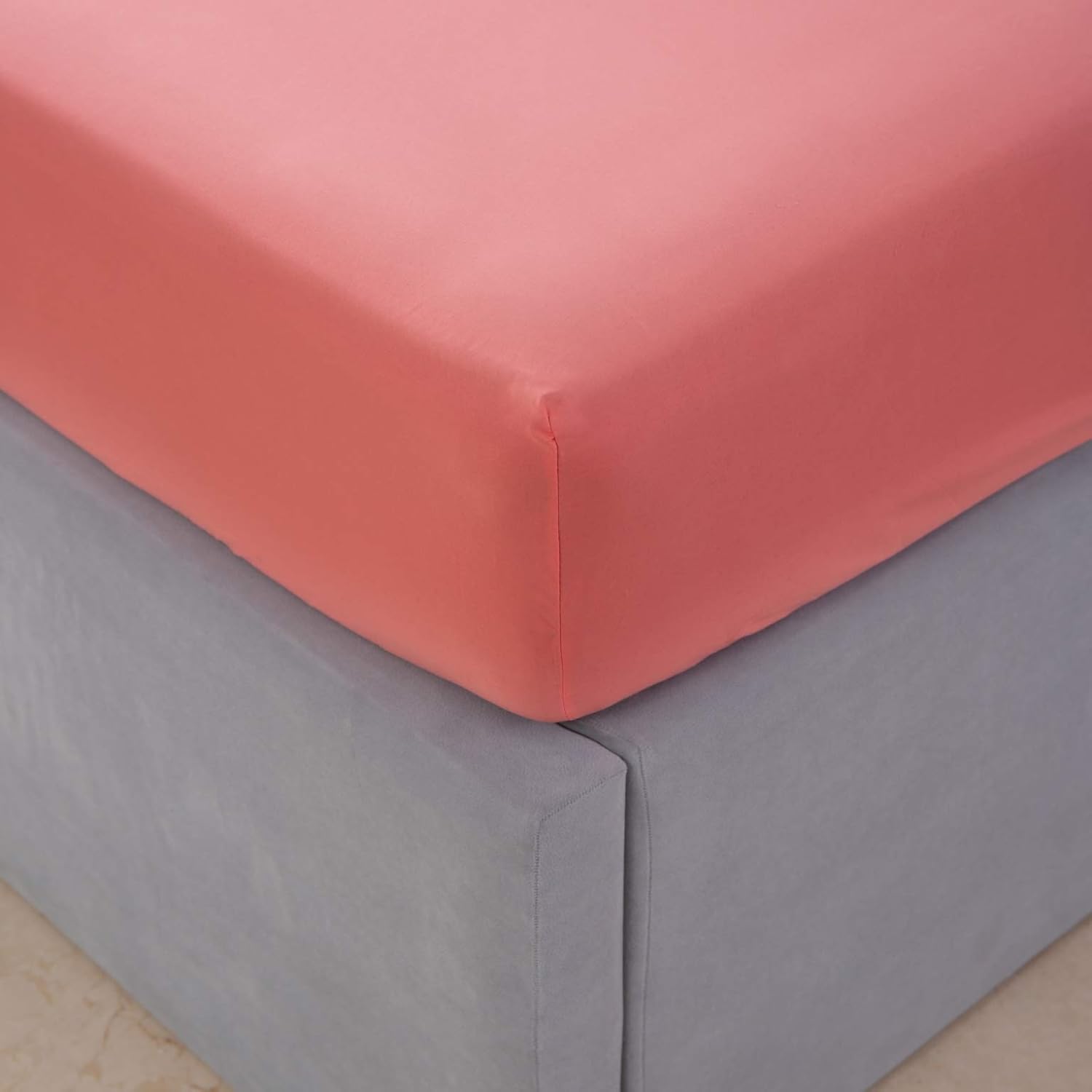 AYSW Deep Pocket King Size Bed Fitted Sheet Only Brushed Microfiber Basic Fitted Sheet 16" Soft and Cozy Wrinkle, Fade, Stain Resistant Easy Care Light Coral 2