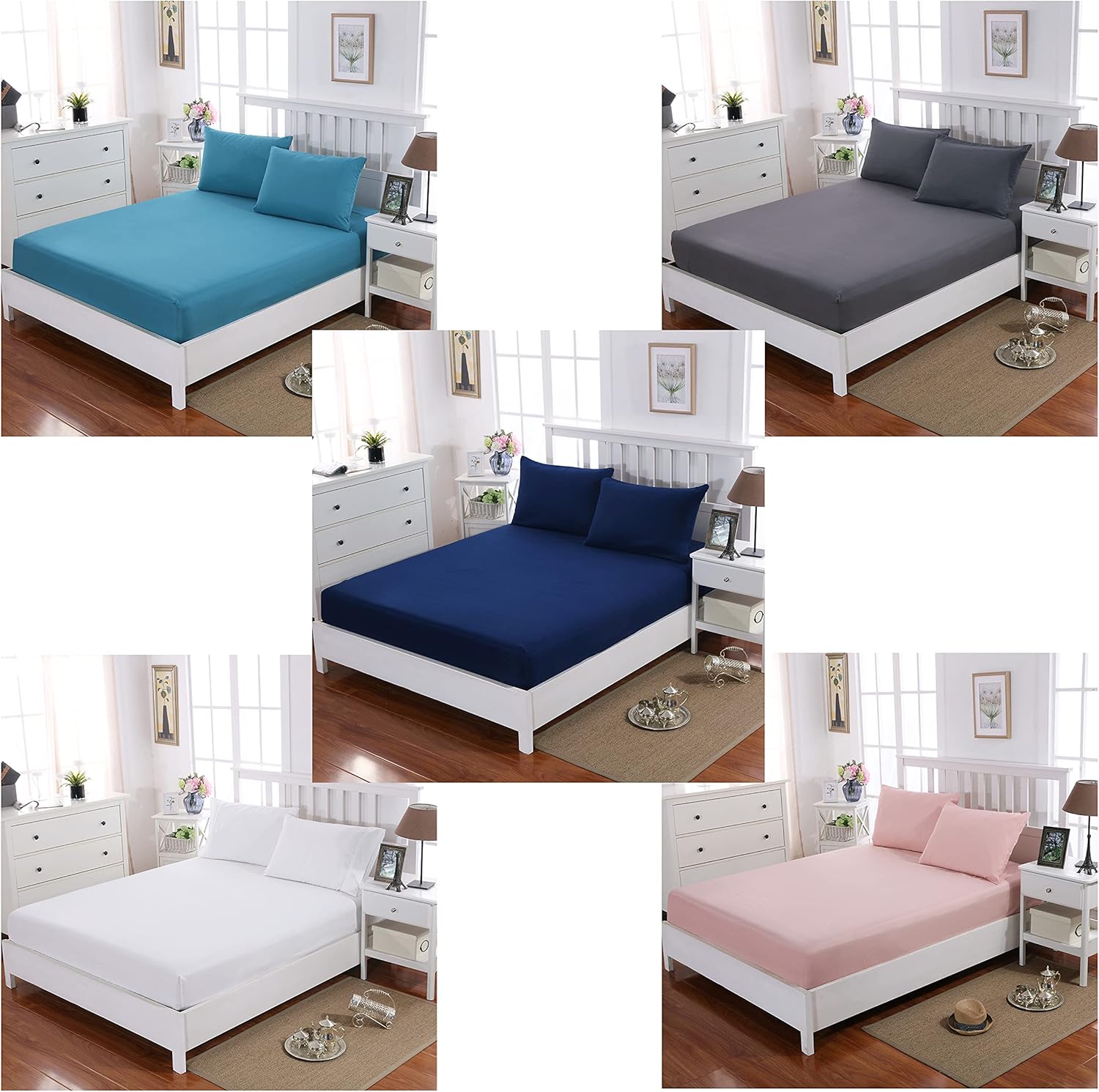 AYSW Fitted Sheet 160x200 cm with 30cm Pocket Navy Blue in Microfiber 5