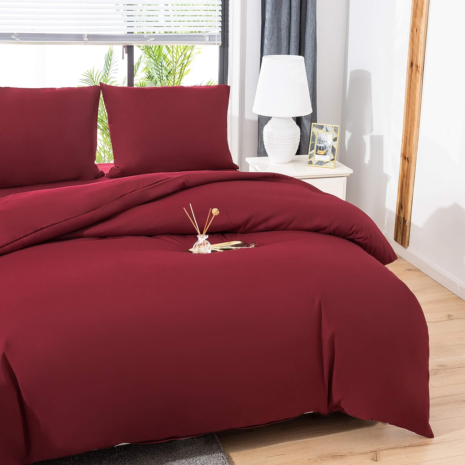 AYSW Bettwäsche-Set 200x200cm+2 Kissenbezüge 65x65cm Rot Bettwäsche für 2 Personen Erwachsene aus Mikrofaser 2