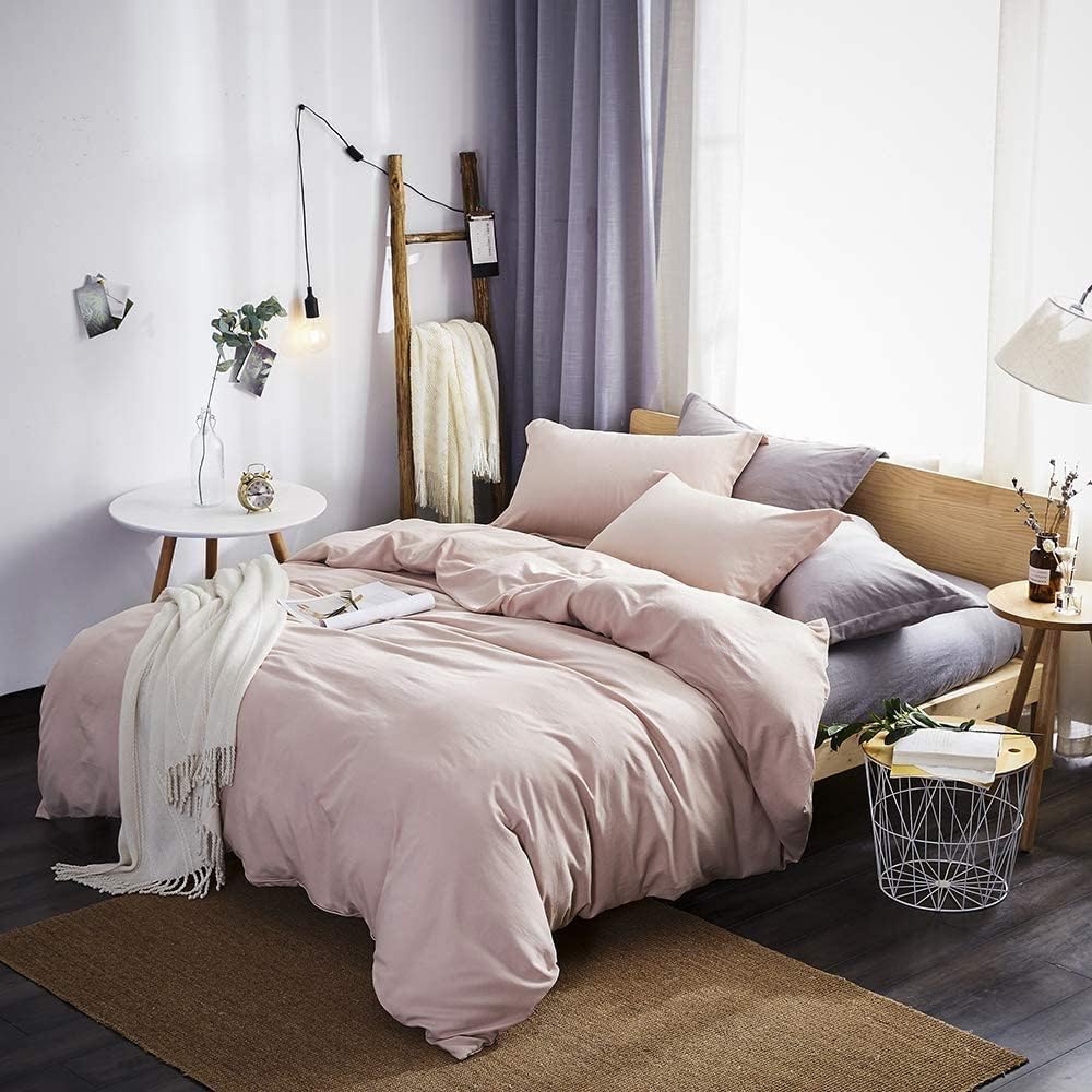 AYSW King Duvet Cover Set 220x230 Quilt Cover with 50x75 Pillowcases Microfiber Bedding Set, Pink 2