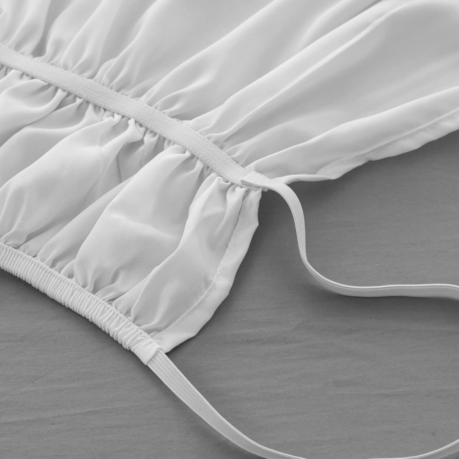 AYSW Wrap Around Bed Skirts 15 Inch Drop with Elastic No Top Cover Dust Ruffles Queen-King Size White 3