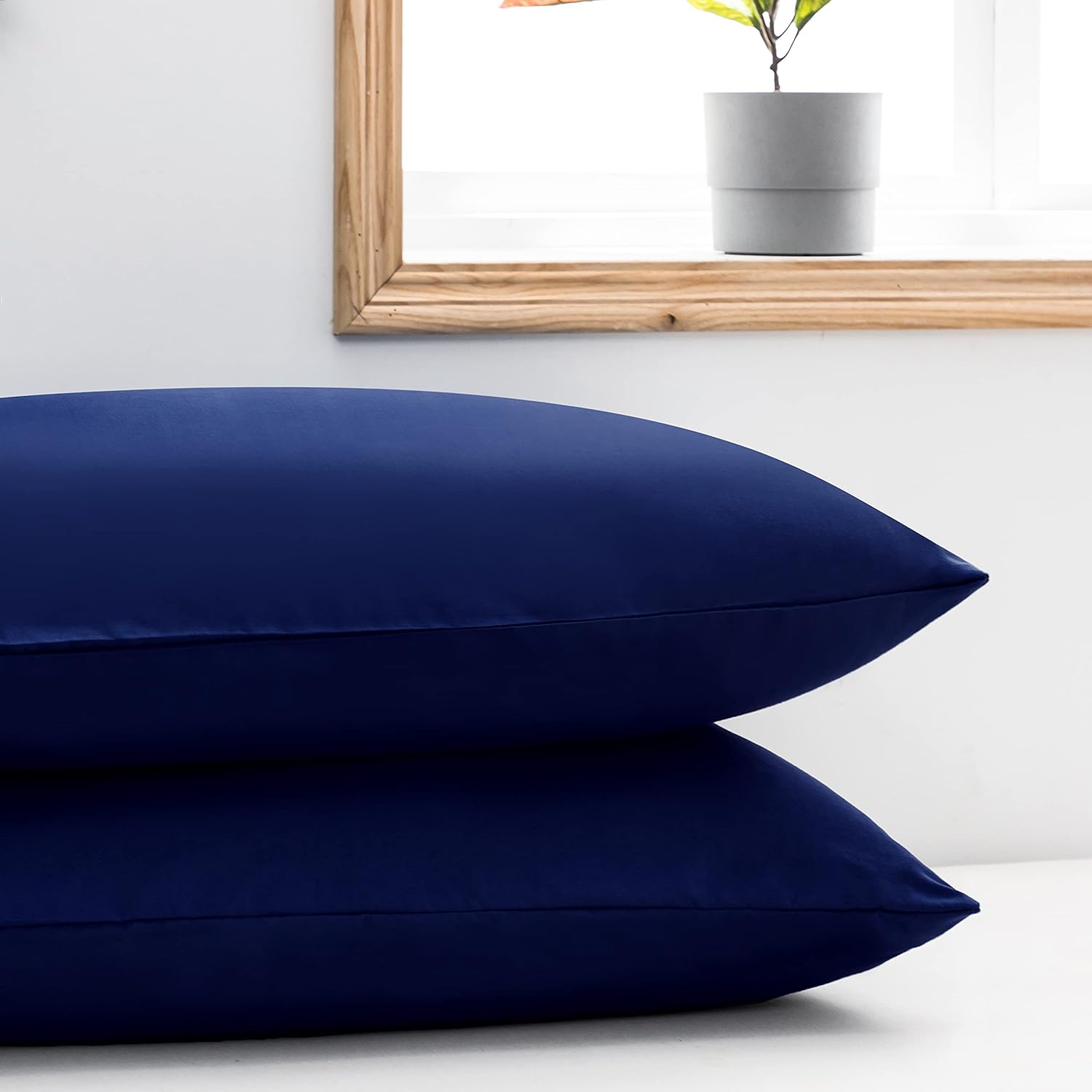 AYSW Set of 2- Dark Blue Pillowcases 50x70cm Pillowcase with a Zipper in Microfiber … 4