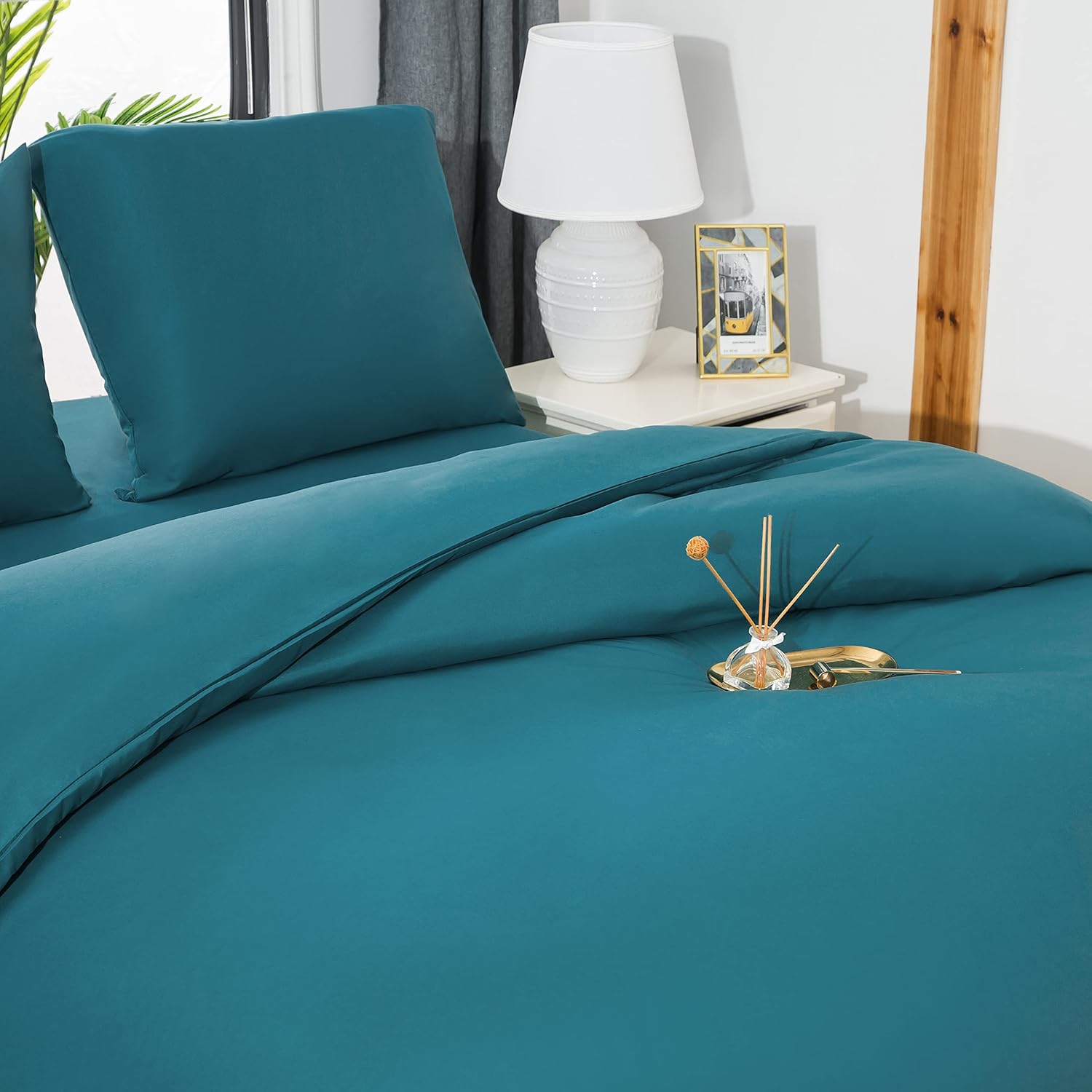 AYSW Duvet Cover Set 240x260cm+2 pillowcases 65x65cm Blue Lake Microfiber Bedding Set for 2 Adults 3