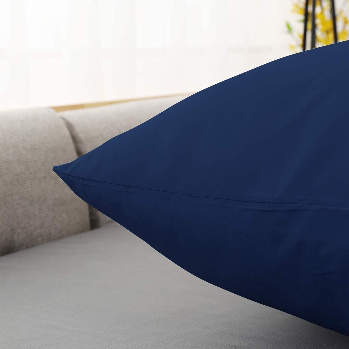 AYSW Set of 2- Dark Blue Pillowcases 65x65cm Pillowcase with a Zipper in Microfiber … 2