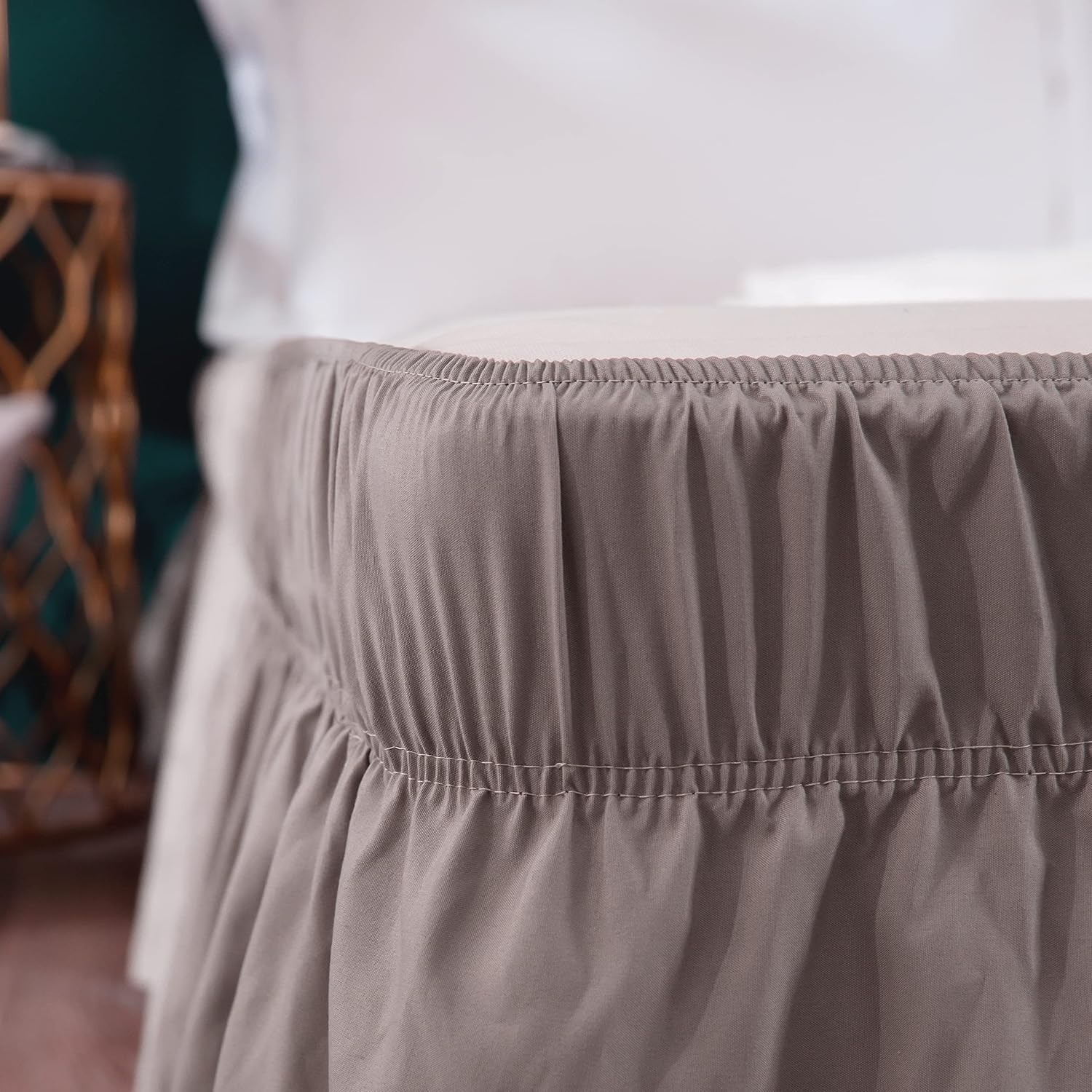 AYSW Wrap Around Betthussen 45 cm Fallhöhe mit Elastik, ohne Oberseite, Staubschutz, Queen-King Size Taupe 3