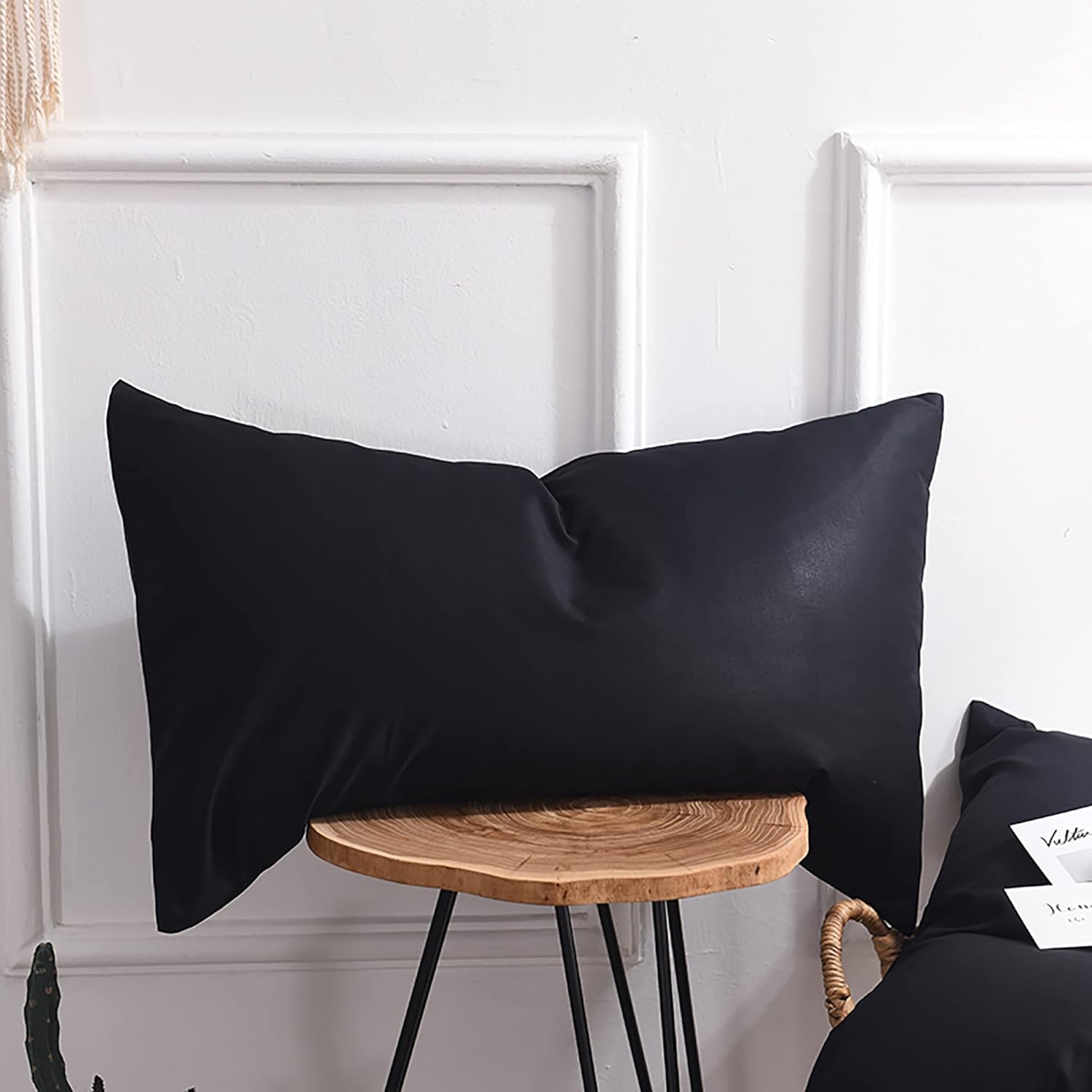 AYSW Set of 2- Pillowcases 50x70cm Black Pillowcase with a Zipper in Microfiber … 3
