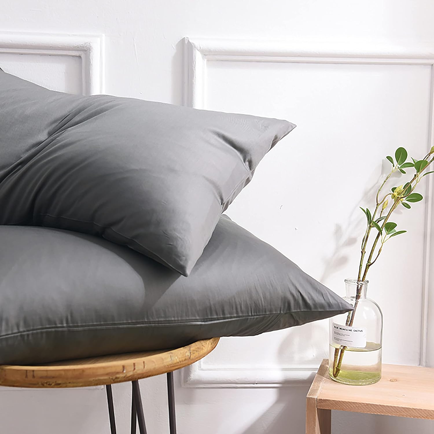 AYSW 2er-Set Kissenbezüge Grau 50x70cm Kissenbezug mit Reißverschluss aus Mikrofaser … 2