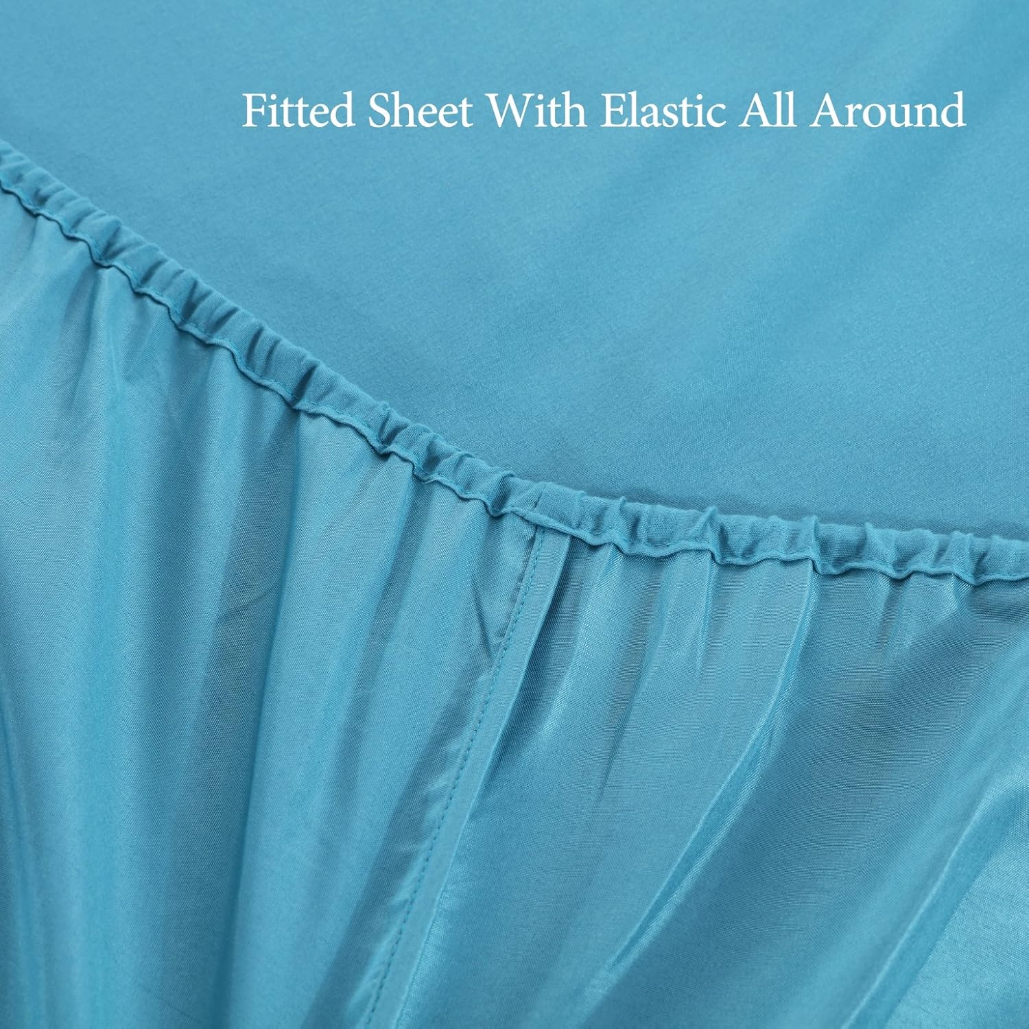 AYSW Fitted Sheet 140x190-200 cm with 30cm Pocket Blue Lake in Microfiber 4