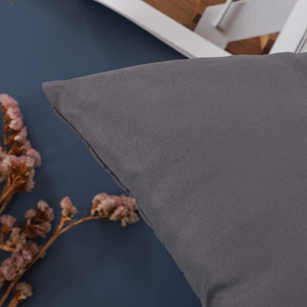 AYSW Set of 2- Pillowcases Grey 65x65cm Pillowcase with A Zipper in Microfiber … 4