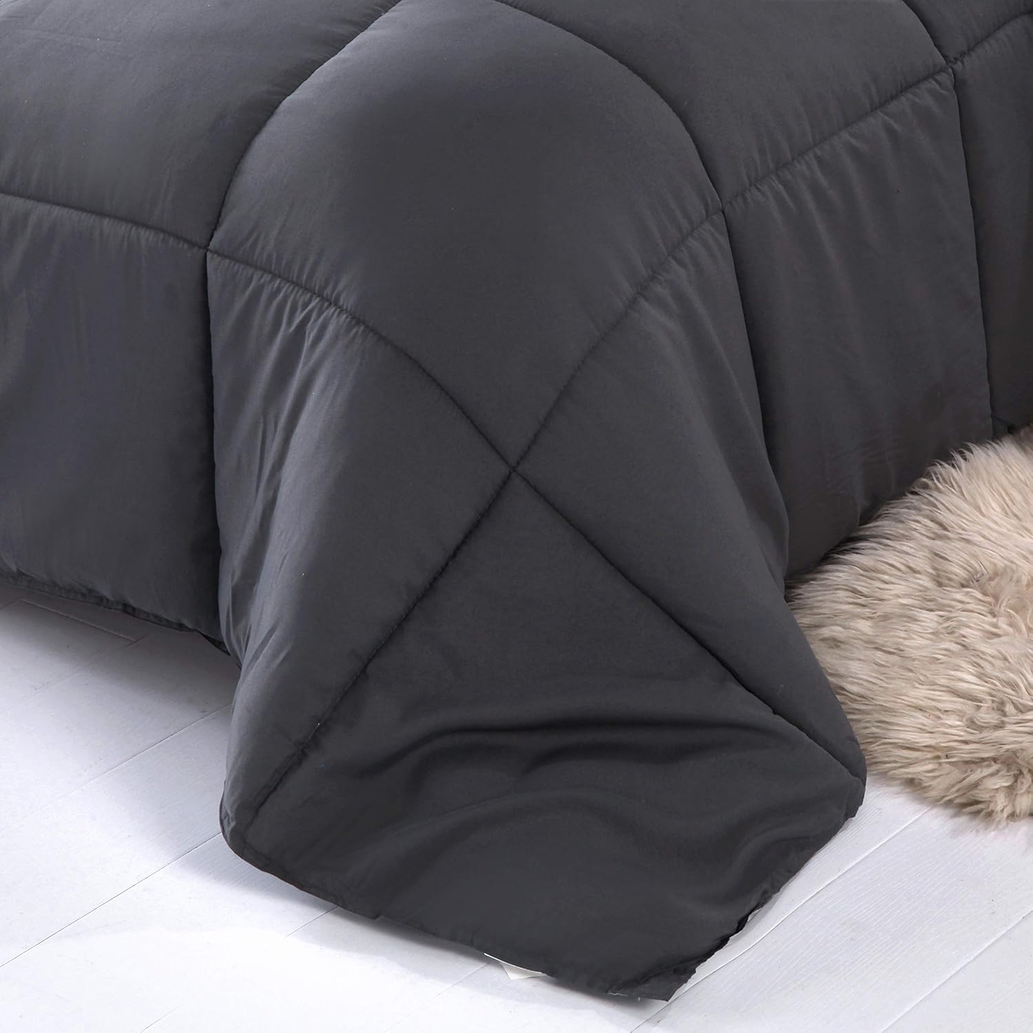 All-season duvet quilt 200x200 cm, anti-allergic for allergy sufferers 100% Microfaser Öko Tex Standard Light summer duvet 180GSM Double Face Grey/Smoke 7
