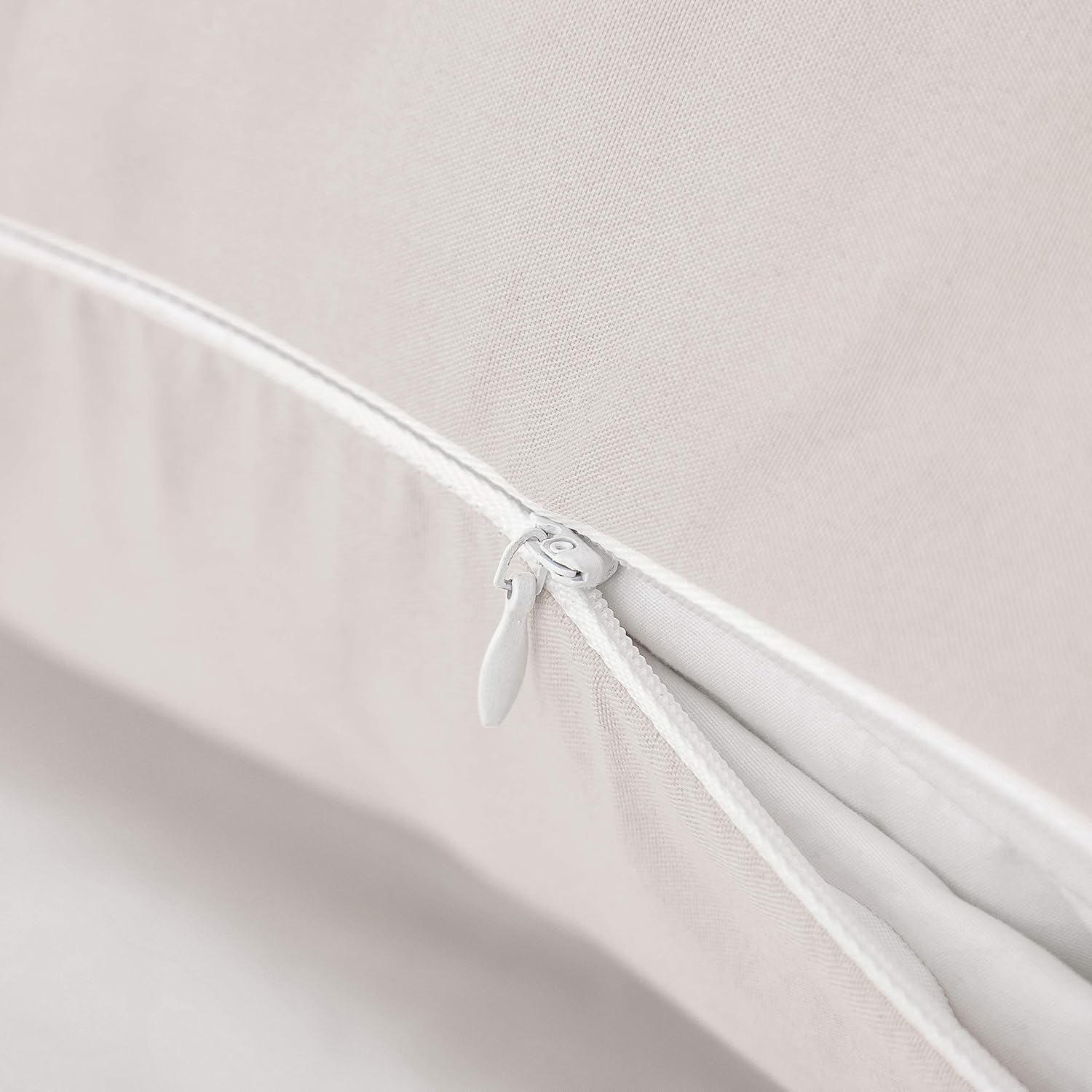 Federkissen für Doppelbett aus Mikrofaser, Kissenbezug mit Reißverschluss, Einfarbig, Beige 50 x 80 cm 5