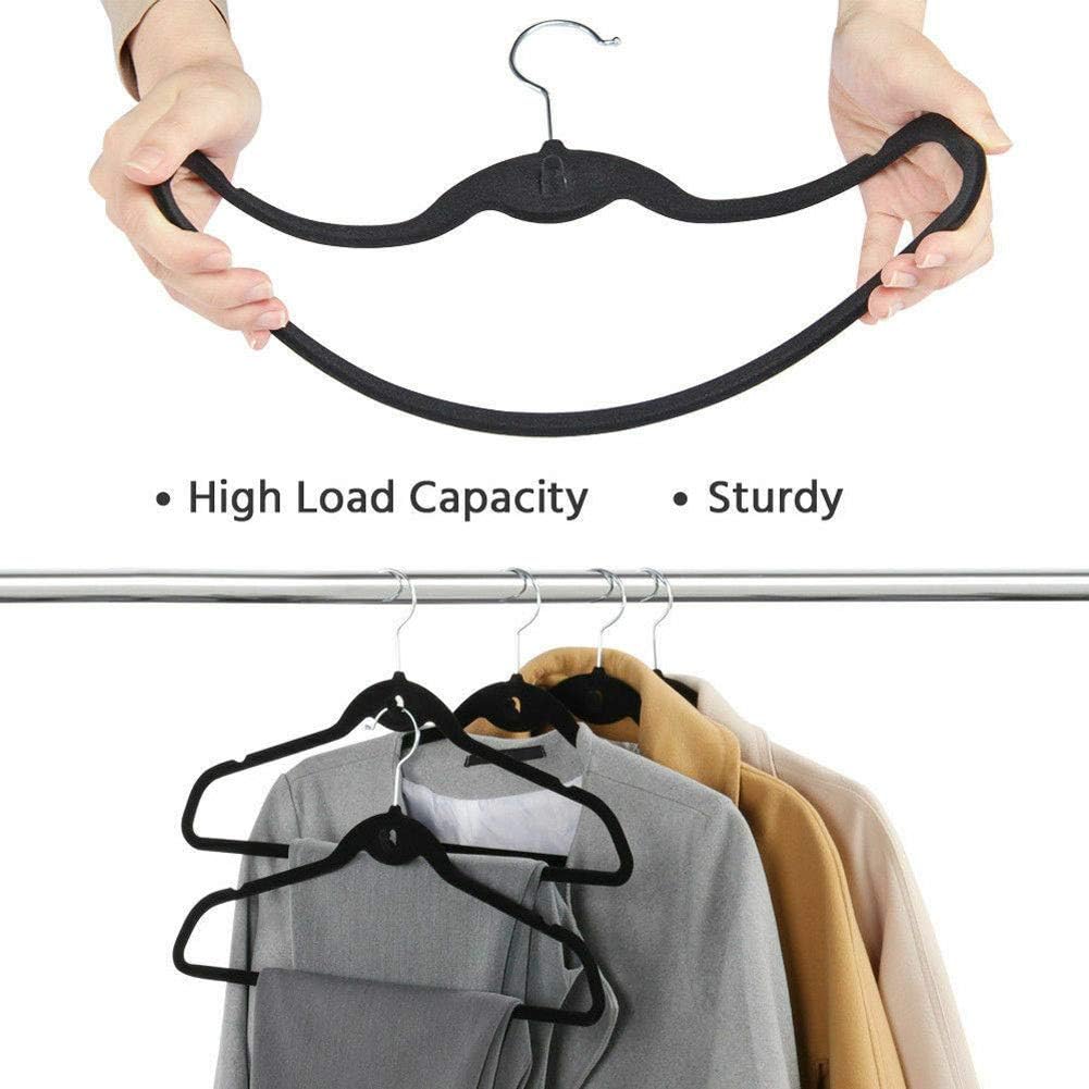 10er-Set hochwertige Kleiderbügel aus Samt - 360° drehbar - Für Garderobe, Hemd, Anzug, Hose, Rock, Kleiderbügel schwarz 2