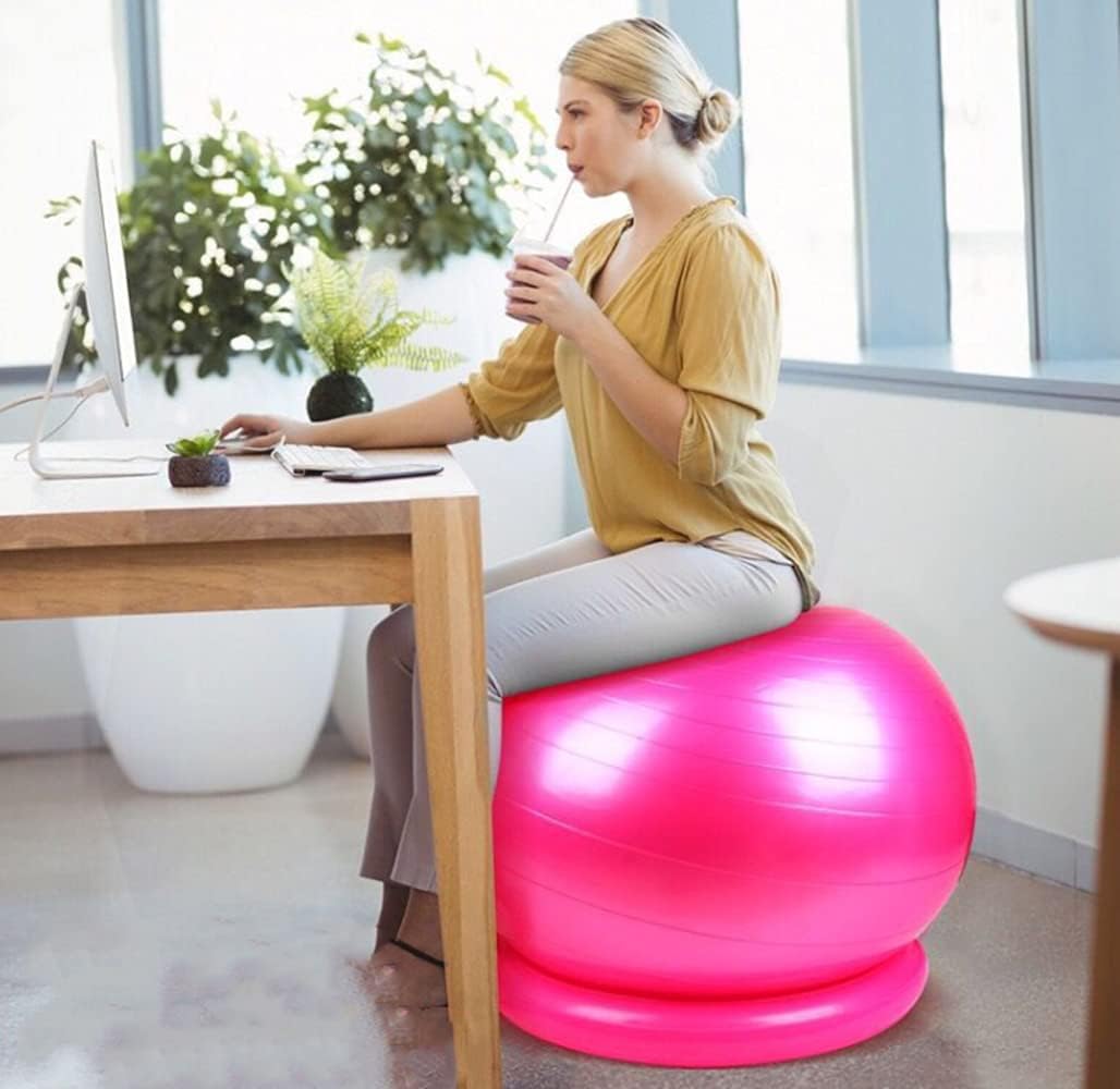 Palla da ginnastica per yoga e yoga, anti-burst con palla e fasce di resistenza, manico con pompa rapida per ufficio, casa, rosa, 65 cm 2