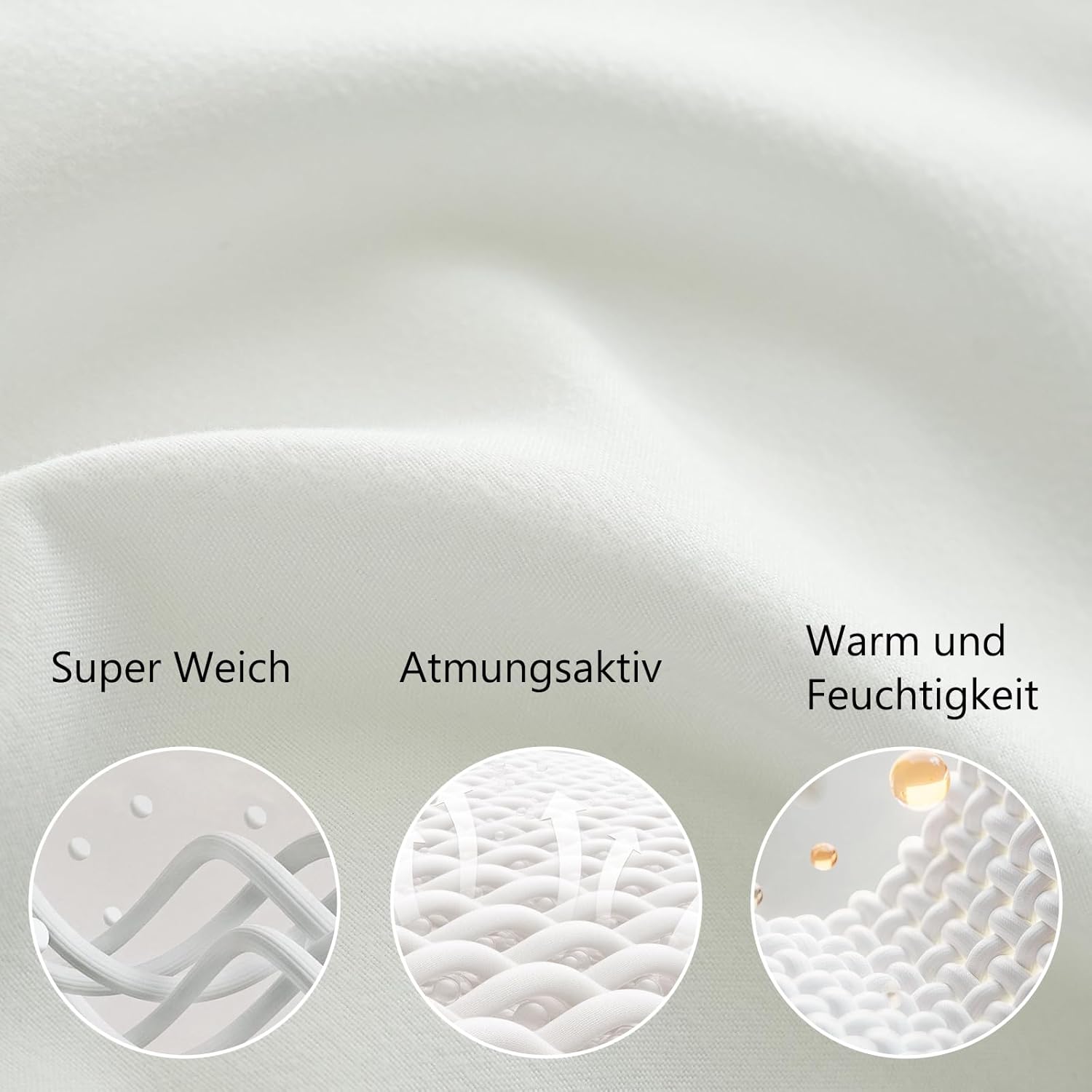 Bed linen brushed Microfiber 1 duvet cover 155x220cm + 1 pillowcase 80x80cm with zipper White 6