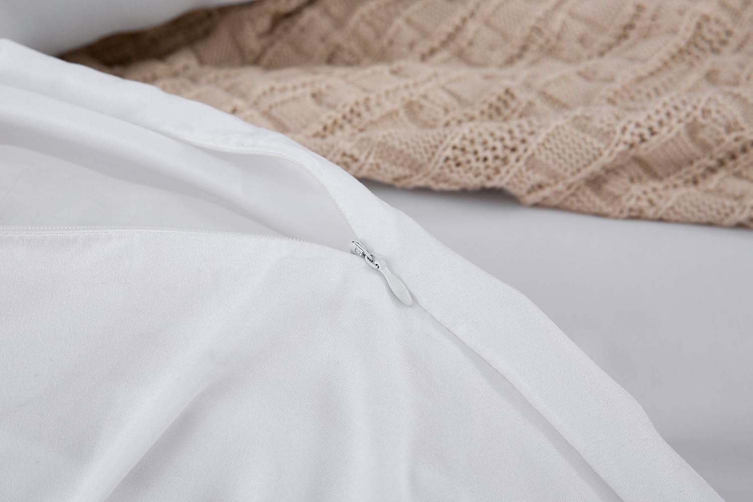 Bed linen brushed Microfiber 1 duvet cover 220x240cm + 2 pillowcase 80x80cm with zipper White 4