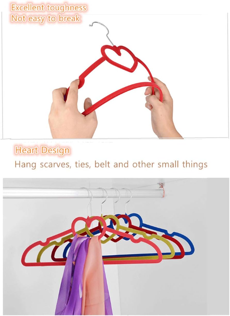 Heart Shaped Premium Velvet Hangers (10 Pack Rosa) - Non-Slip Ultra Thin and Space Saving 360 Degree Swivel Chrome Hook 6