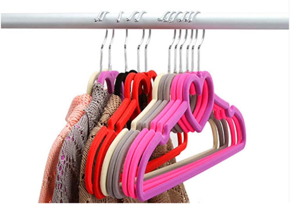 Heart Shaped Premium Velvet Hangers (10 Pack Rosa) - Non-Slip Ultra Thin and Space Saving 360 Degree Swivel Chrome Hook 5