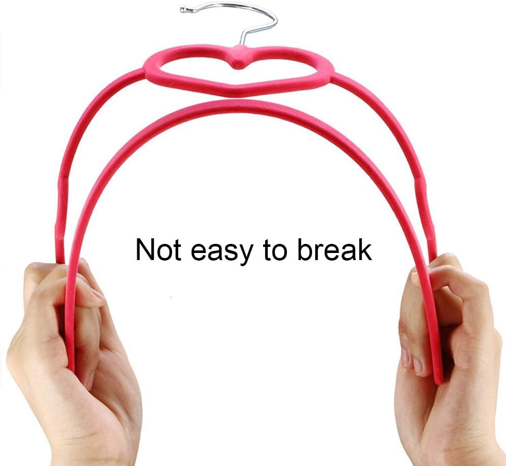 Heart Shaped Premium Velvet Hangers (10 Pack Rosa) - Non-Slip Ultra Thin and Space Saving 360 Degree Swivel Chrome Hook 3