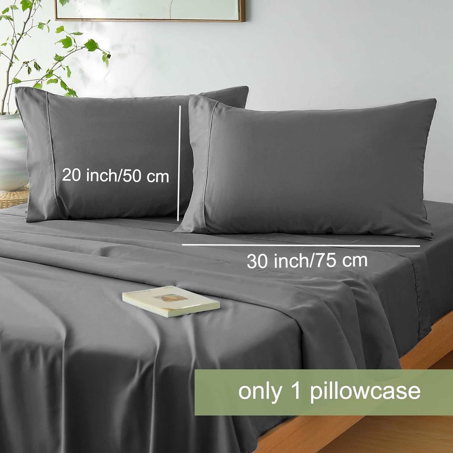AYSW Bed Sheet Set 3 Pieces Double Brushed Microfiber 1800 - Breathable All Season Luxury Soft Bedding - Twin Gray 3