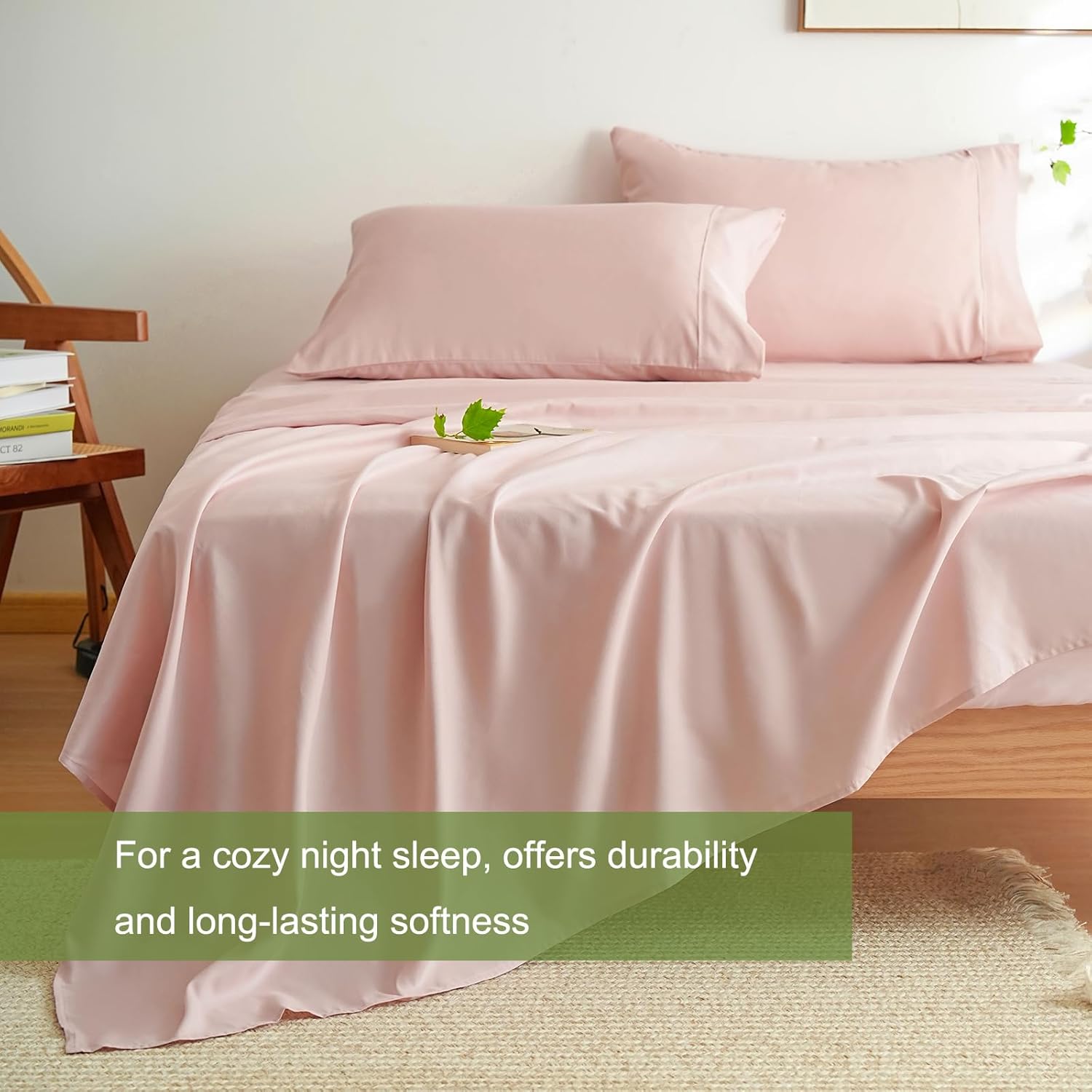 AYSW Bed Sheet Set 4 Pieces Double Brushed Microfiber 1800 - Breathable All Season Luxury Soft Bedding - Up to 16 Inches - Queen Pink 5