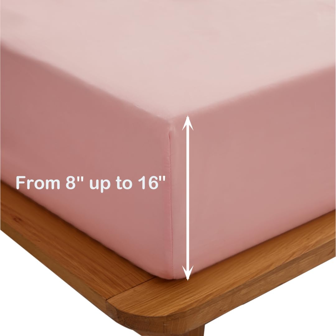 AYSW Bed Sheet Set 4 Pieces Double Brushed Microfiber 1800 - Breathable All Season Luxury Soft Bedding - Up to 16 Inches - Queen Pink 8