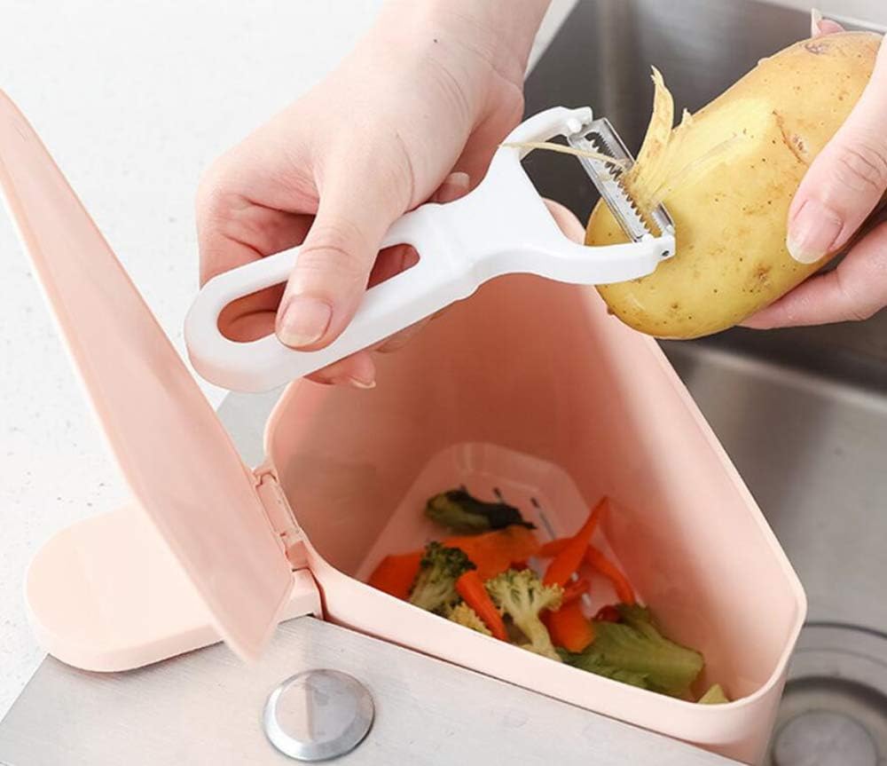 Panier de rangement triangulaire pour lavabo - Avec couvercle - Pour la cuisine - Jaune 4
