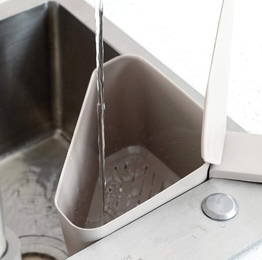 Panier de rangement triangulaire pour lavabo - Avec couvercle - Pour la cuisine - Jaune 2