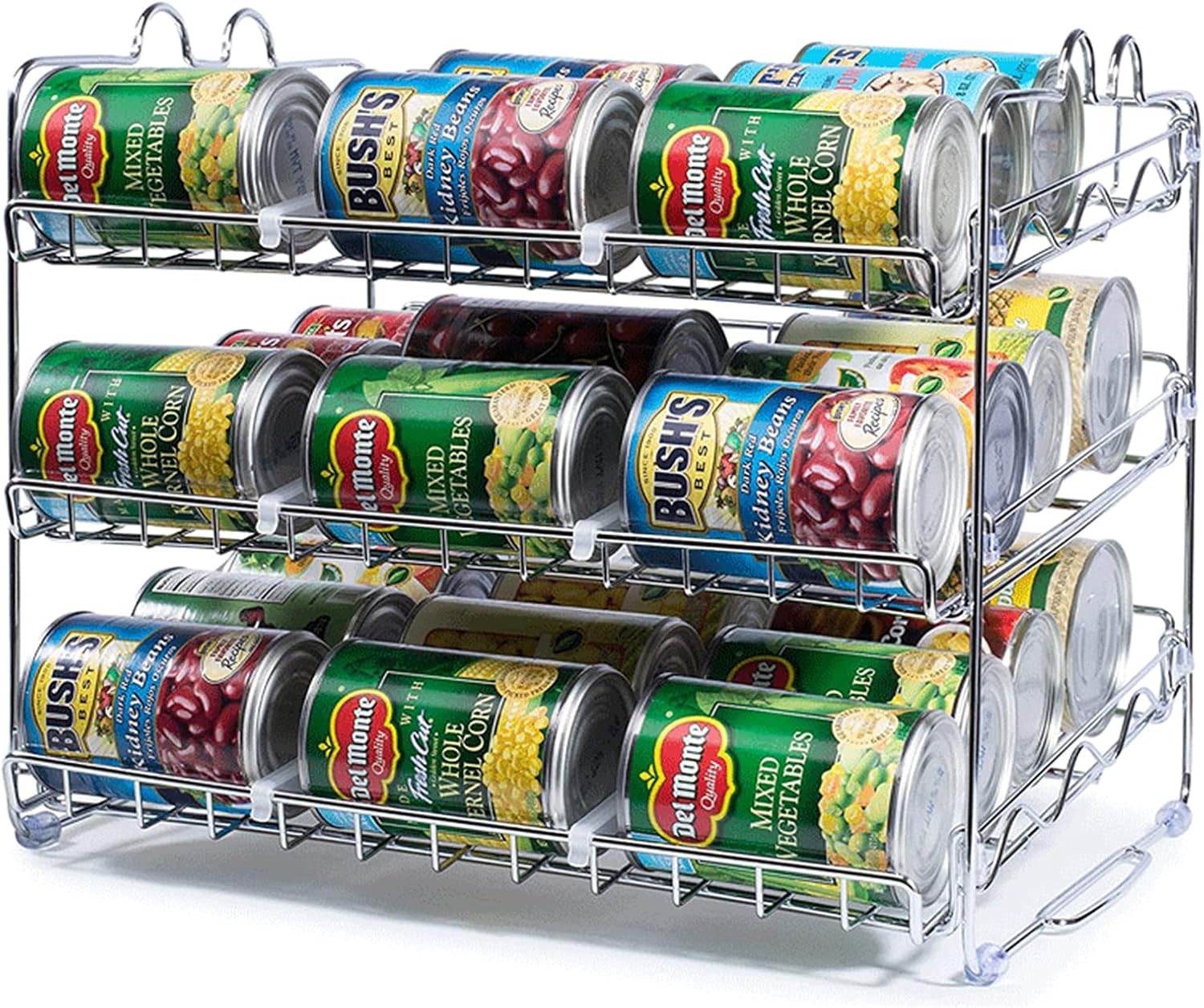 3-lagiger Kühlschrank-Organizer für Lebensmittel, für 36 Dosen, Küchenorganizer für Konserven, ideal für Regale und Küchenschränke 2