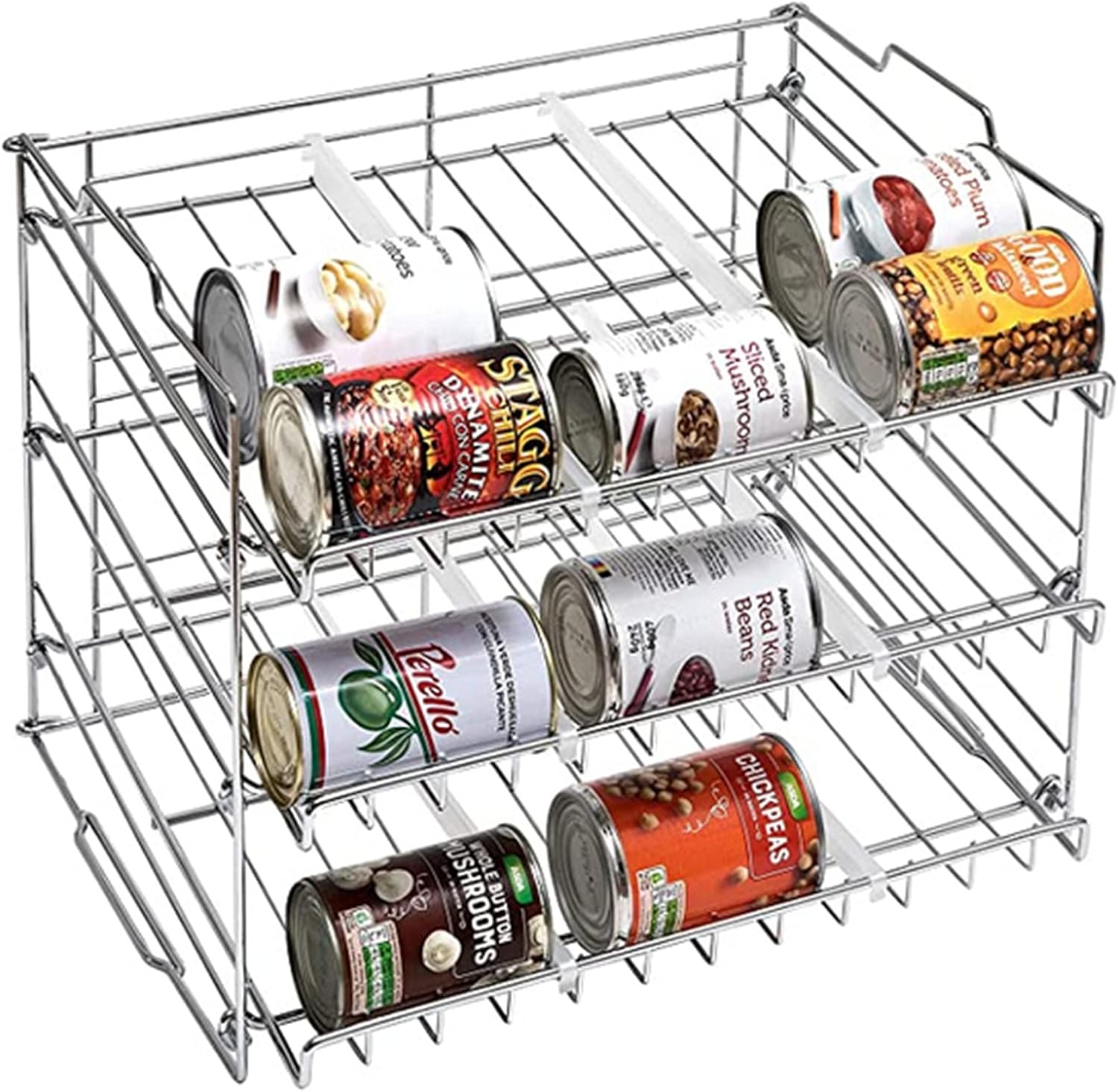 3-lagiger Kühlschrank-Organizer für Lebensmittel, für 36 Dosen, Küchenorganizer für Konserven, ideal für Regale und Küchenschränke 5