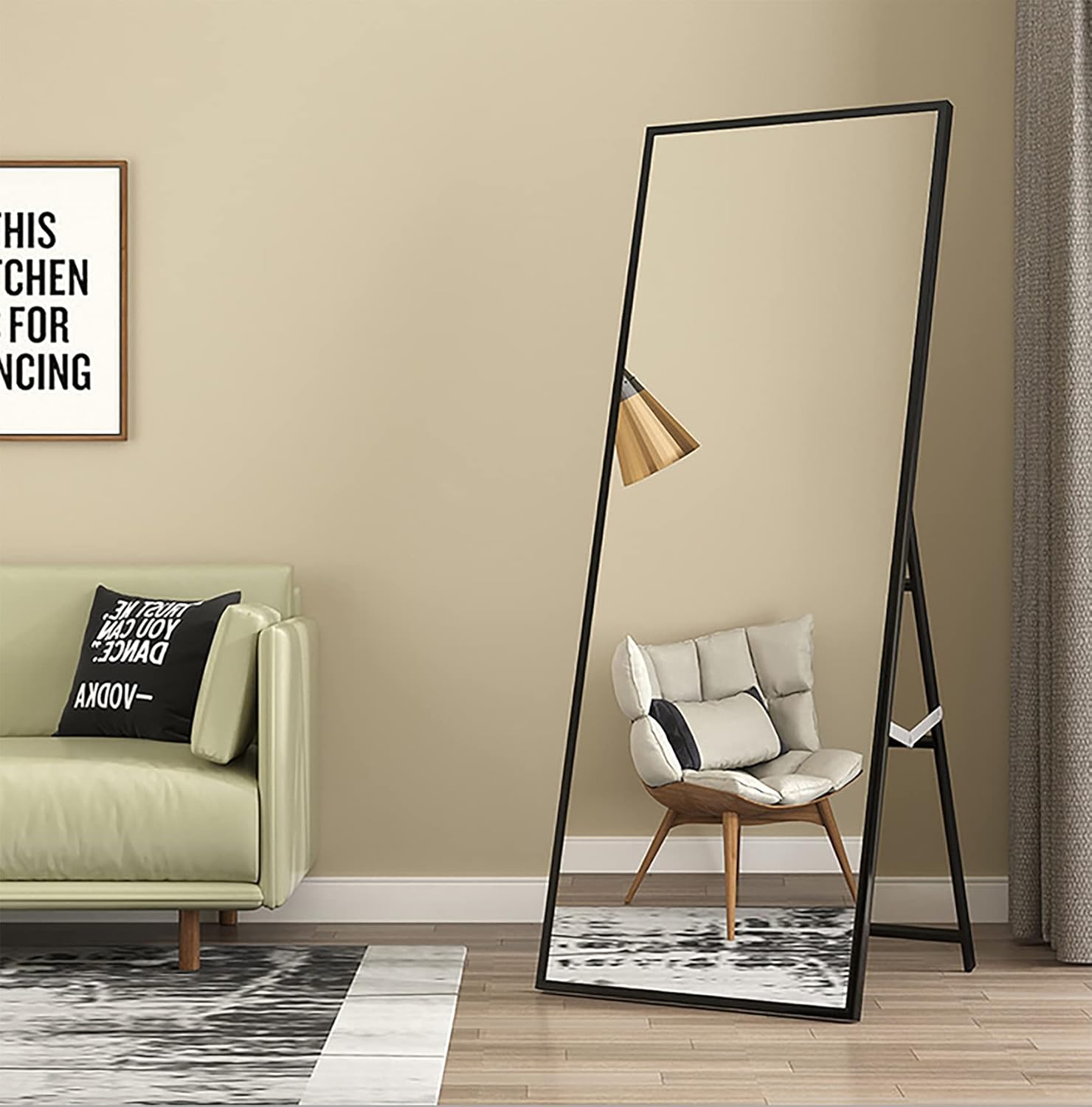 Full Length Large Rectangle Mirror Floor Mirror Room Standing/Hanging Mirror Dressing Mirror (Silver) 3