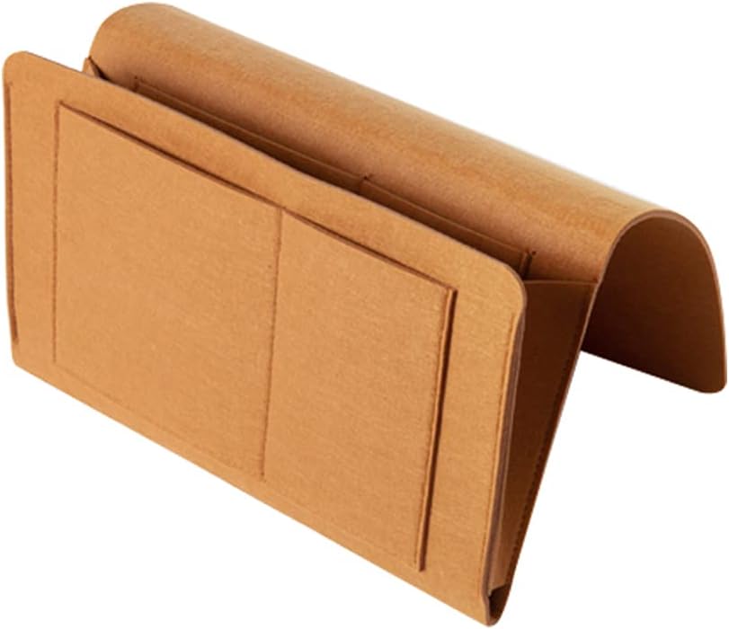 Filz Betttasche, Anti-Rutsch Nachttisch Tasche Sofa Organizer Bettablage zum Einhängen Bettaufhänger Aufbewahrungstasche für Buch Brille Zeitschrift iPad Handy Kaffee 2