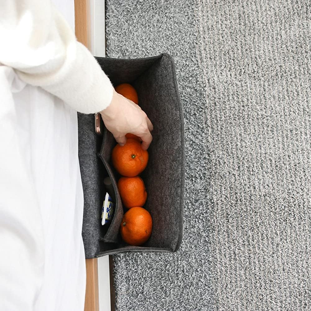 Filz Betttasche, Anti-Rutsch Nachttisch Tasche Sofa Organizer Bettablage zum Einhängen Bettaufhänger Aufbewahrungstasche für Buch Brille Zeitschrift iPad Handy Kaffee 4