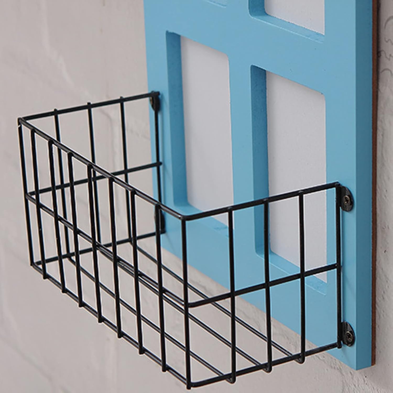 Estantería de Pared con la Forma de Casa, Decoración de Pared, Estantes Flotantes Metálico con Tablero de Madera,para Dormitorio, Salón, Cocina, Oficina,Baño (Azul) 2