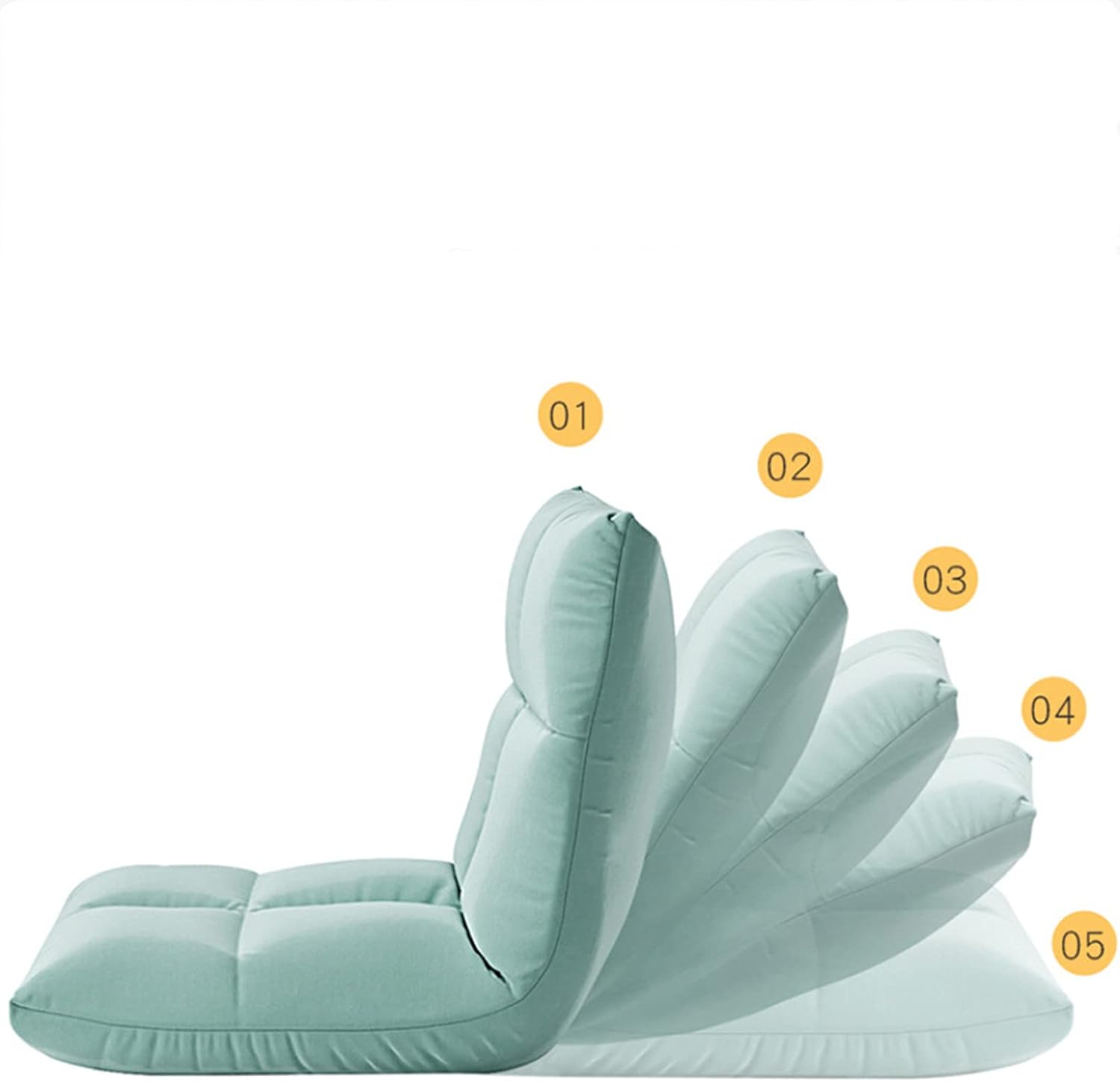 Élégant canapé pliable de sol multi-angle, chaise pliante de sol rembourrée réglable avec dossier pour la maison et le bureau, fauteuil relax pour méditation ou jeu (Beige) 5