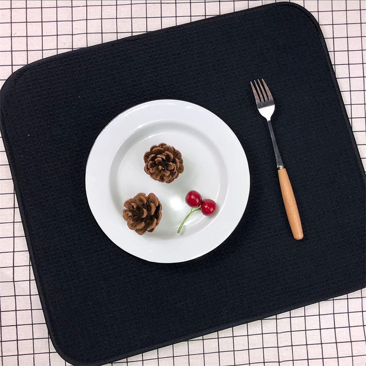 Set of 2 microfiber kitchen dish drying mats - 40 x 45 cm - Black 2