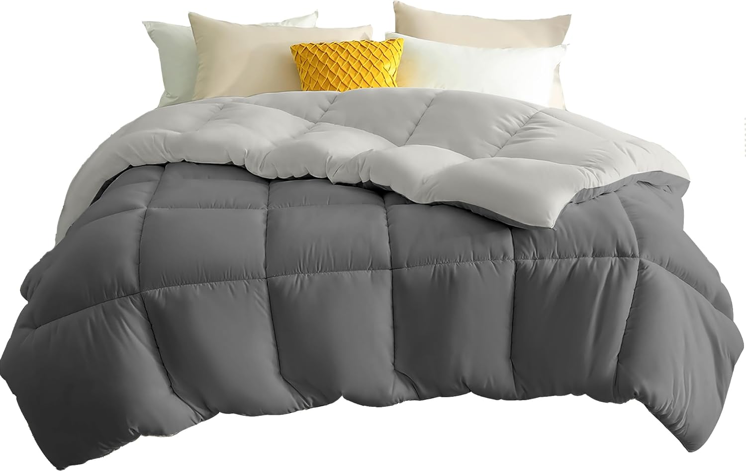 Doppel-Decke ohne Bezug und Anti-Allergie 4,5 Tog Ganzjahres-Leichtgewicht 150GSM Bettdecke OHNE Bezüge Nur Bettdecke Dunkelgrau und Hellgrau 9