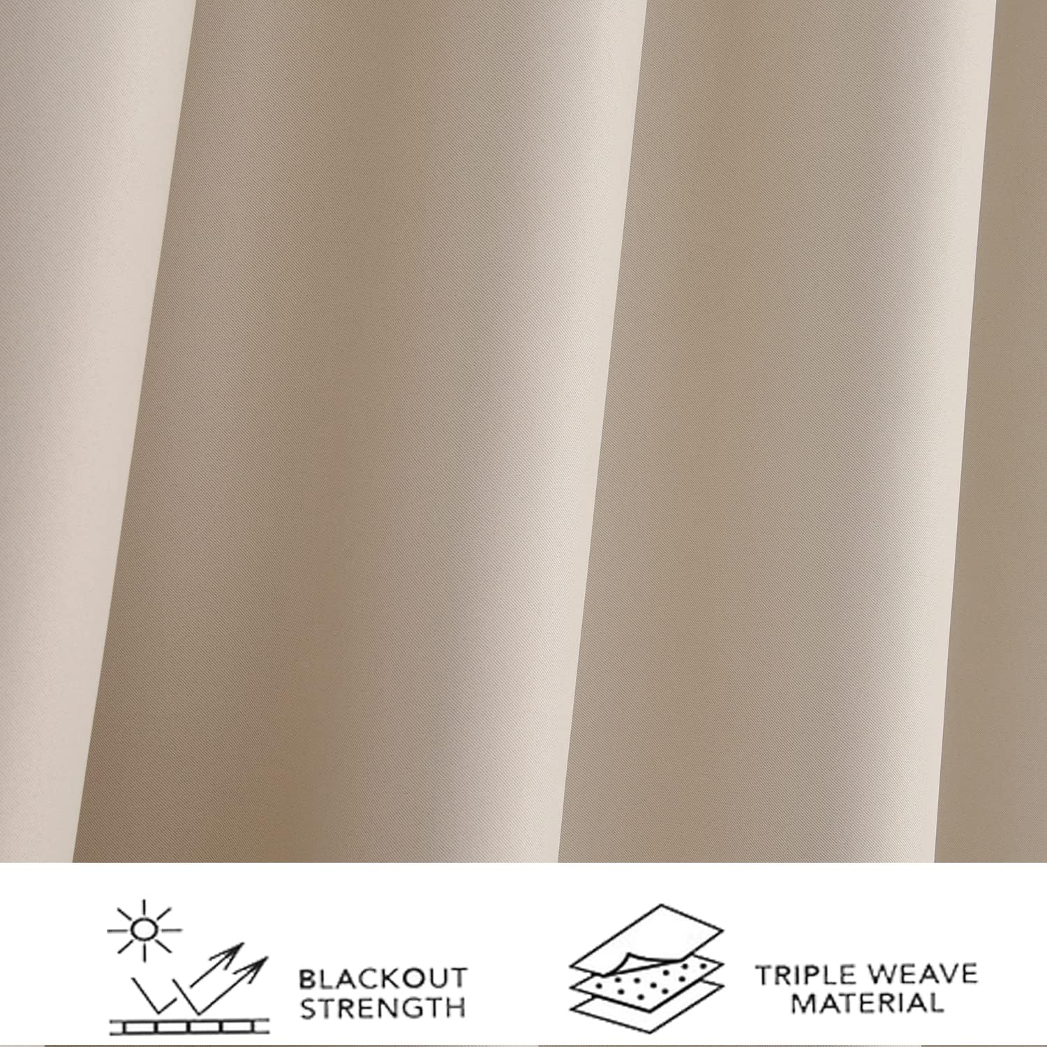 AYSW Ösen Verdunkelungsvorhänge für Schlafzimmerfenster, thermisch isolierte Paneele, 46" Breite x 72" Länge, 2 Paneele Beige 5