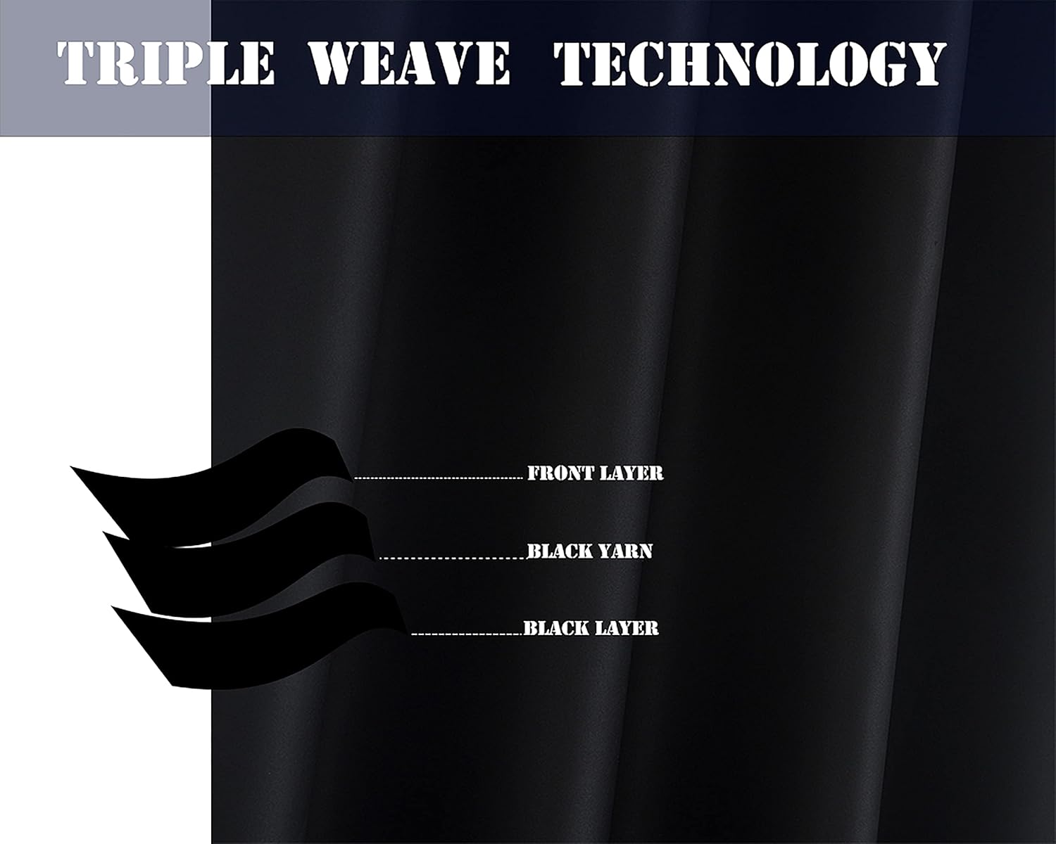 AYSW Eyelet Blackout Curtains for Bedroom Window Thermal Insulated Panels with Two Matching Tie Back 46" Width x 72" Drop 2 Panels Black 4