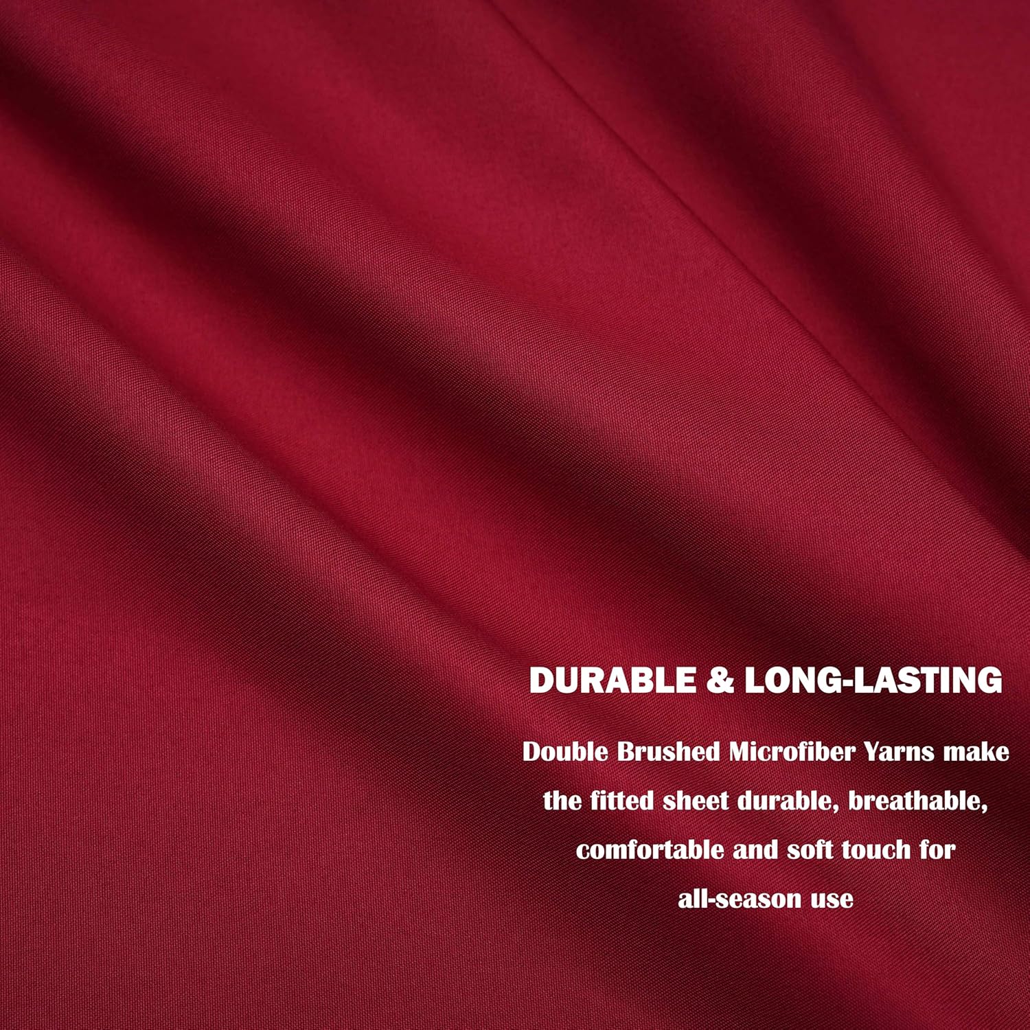 AYSW Fitted Sheet Only Queen Size Deep Pocket 16 Inches Bed Bottom Sheet 1 Piece Premium Soft and Cozy 1800 Brushed Microfiber Wrinkle Fade Resistant Wine Red Easy Care Breathable Stable Holiday 5