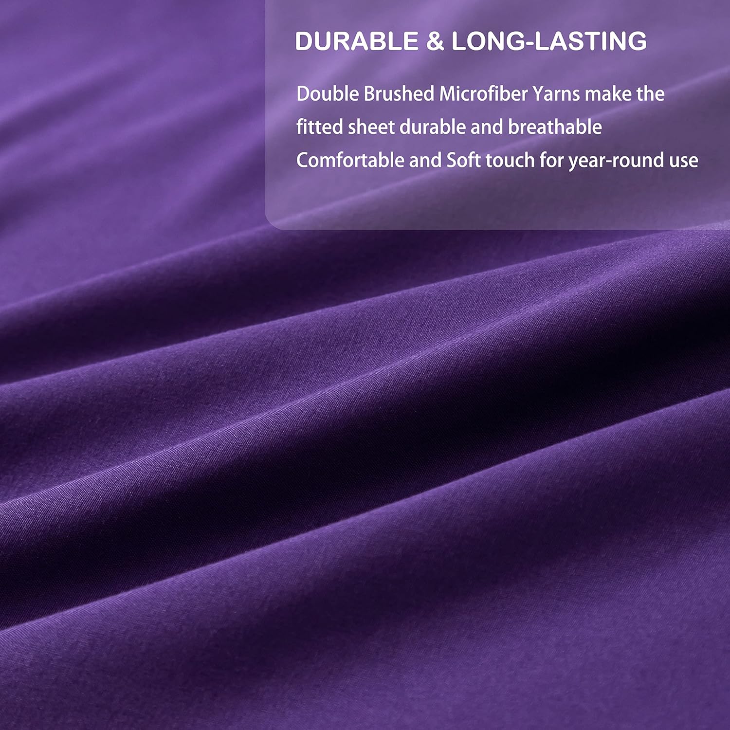 AYSW Fitted Sheet Only Full Size Deep Pocket 16 Inches Premium Soft and Cozy Bed Bottom Sheet 1800 Brushed Microfiber Wrinkle Fade Resistant Easy Care Stable Purple Holiday Décor 3